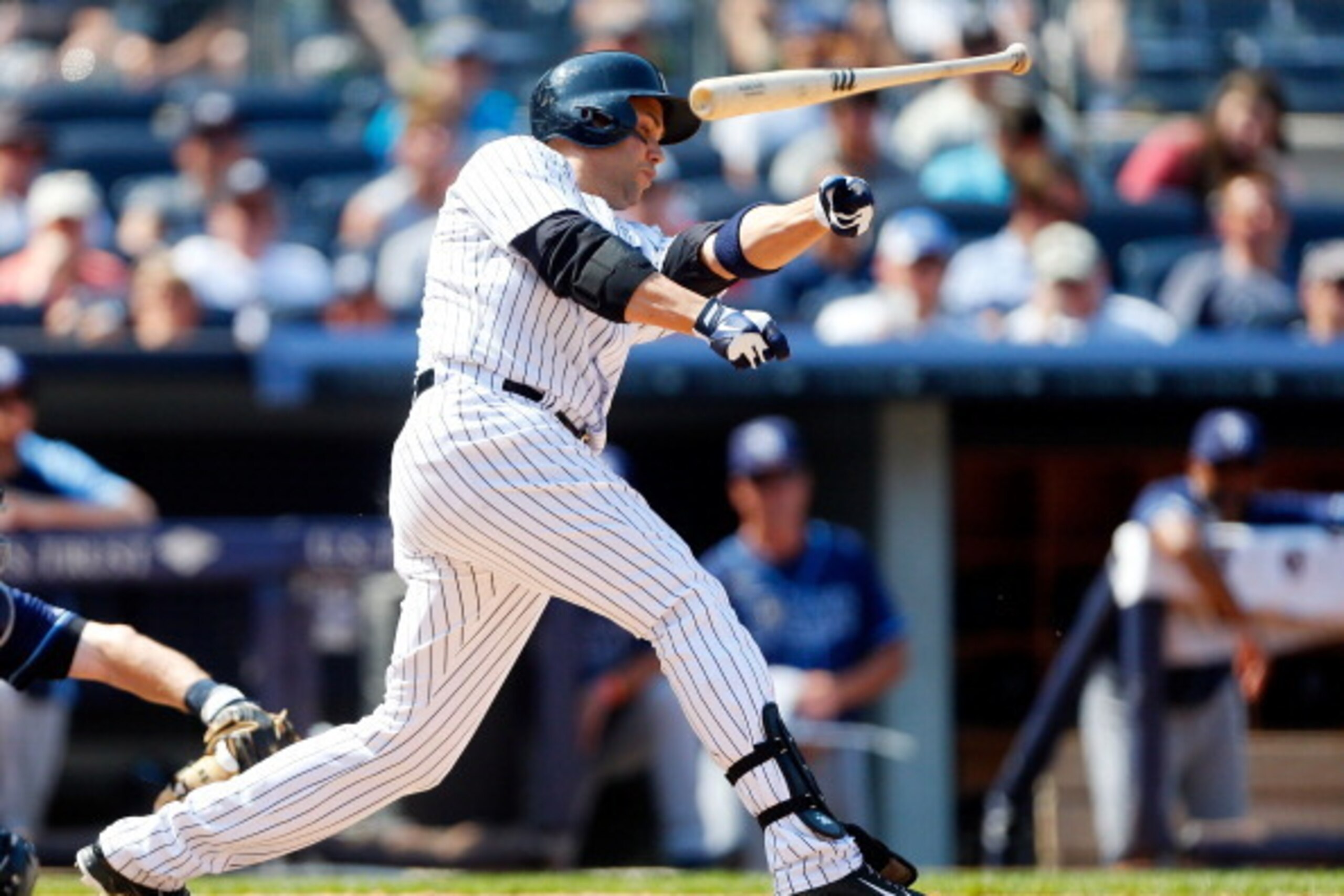 NEW YORK, NY - JULY 02: Carlos Beltran #36 of the New York Yankees loses his bat as he strikes out in the seventh inning against the Tampa Bay Rays at Yankee Stadium on July 2, 2014 in the Bronx borough of New York City. (Photo by Jim McIsaac/Getty Imag NEW YORK, NY - JULY 02: Carlos Beltran #36 of the New York Yankees loses his bat as he strikes out in the seventh inning against the Tampa Bay Rays at Yankee Stadium on July 2, 2014 in the Bronx borough of New York City. (Photo by Jim McIsaac/Getty Imag