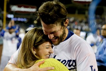 Clatyon Kershaw and his wife Ellen celebrate his June 18th no-hitter.