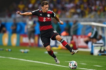 BELO HORIZONTE, BRAZIL - JULY 08:  Mesut Oezil of Germany during the 2014 FIFA World Cup Brazil Semi Final match between Brazil and Germany at Estadio Mineirao on July 8, 2014 in Belo Horizonte, Brazil.  (Photo by Buda Mendes/Getty Images)