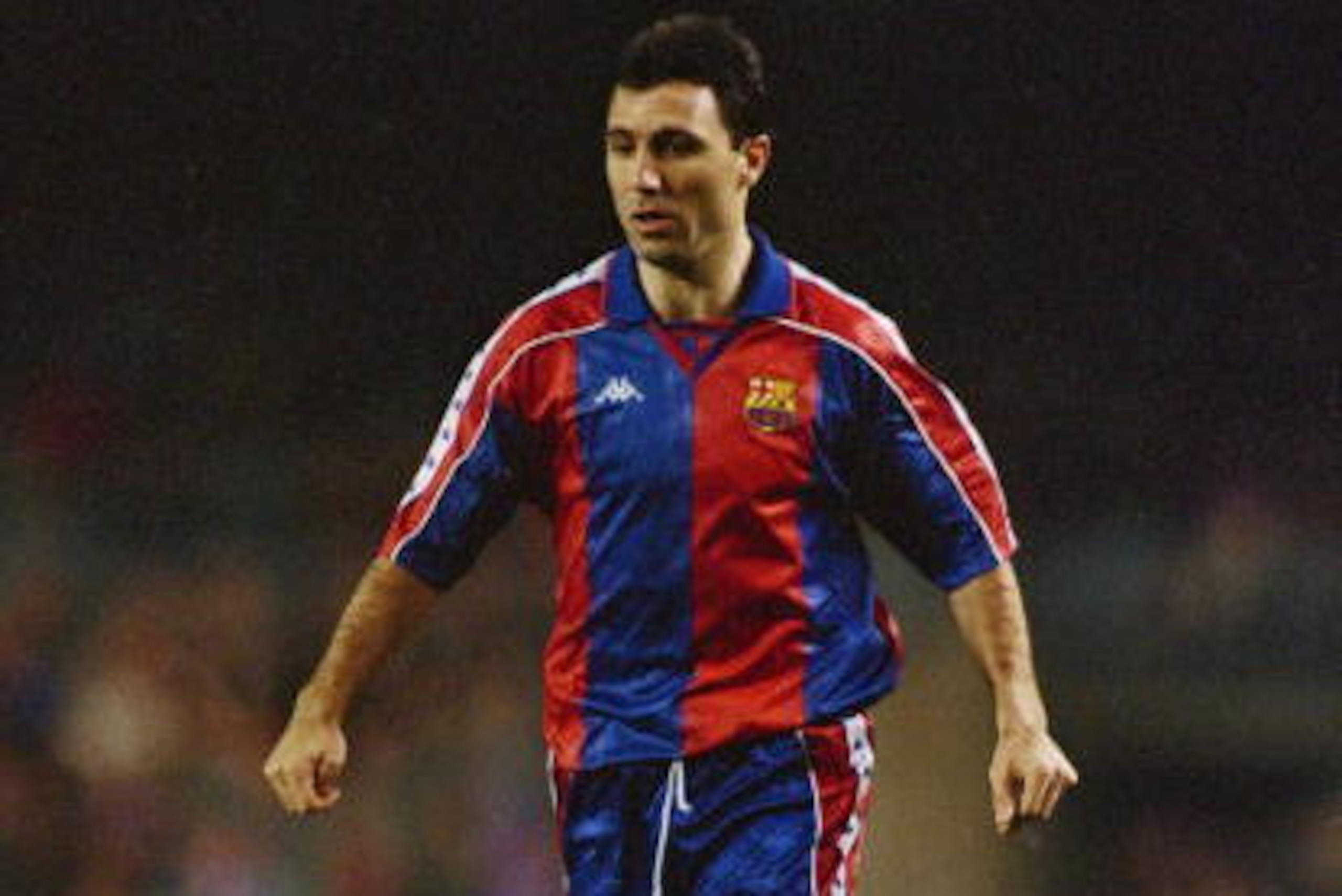 Bulgarian striker Hristo Stoichkov playing for the Spanish club FC Barcelona, late 1990s. (Photo by Mike Hewitt/Getty Images)