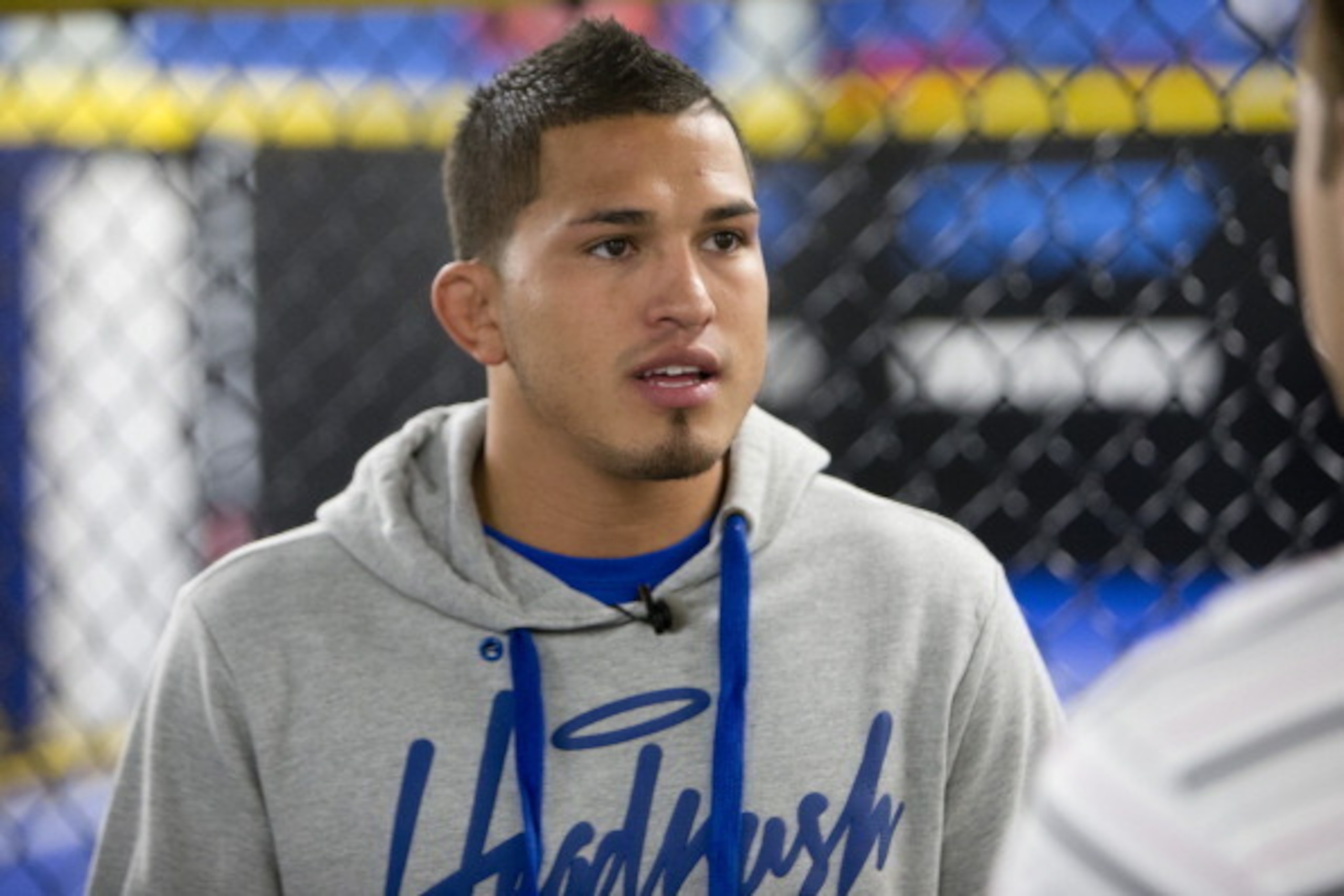 MILWAUKEE, WI - JANUARY 16:  Anthony Pettis takes an interview during Media Day at Roufusport Mixed Martial Arts Academy on January 16, 2014 in Milwaukee, Wisconsin. (Photo by Mike McGinnis/Getty Images)