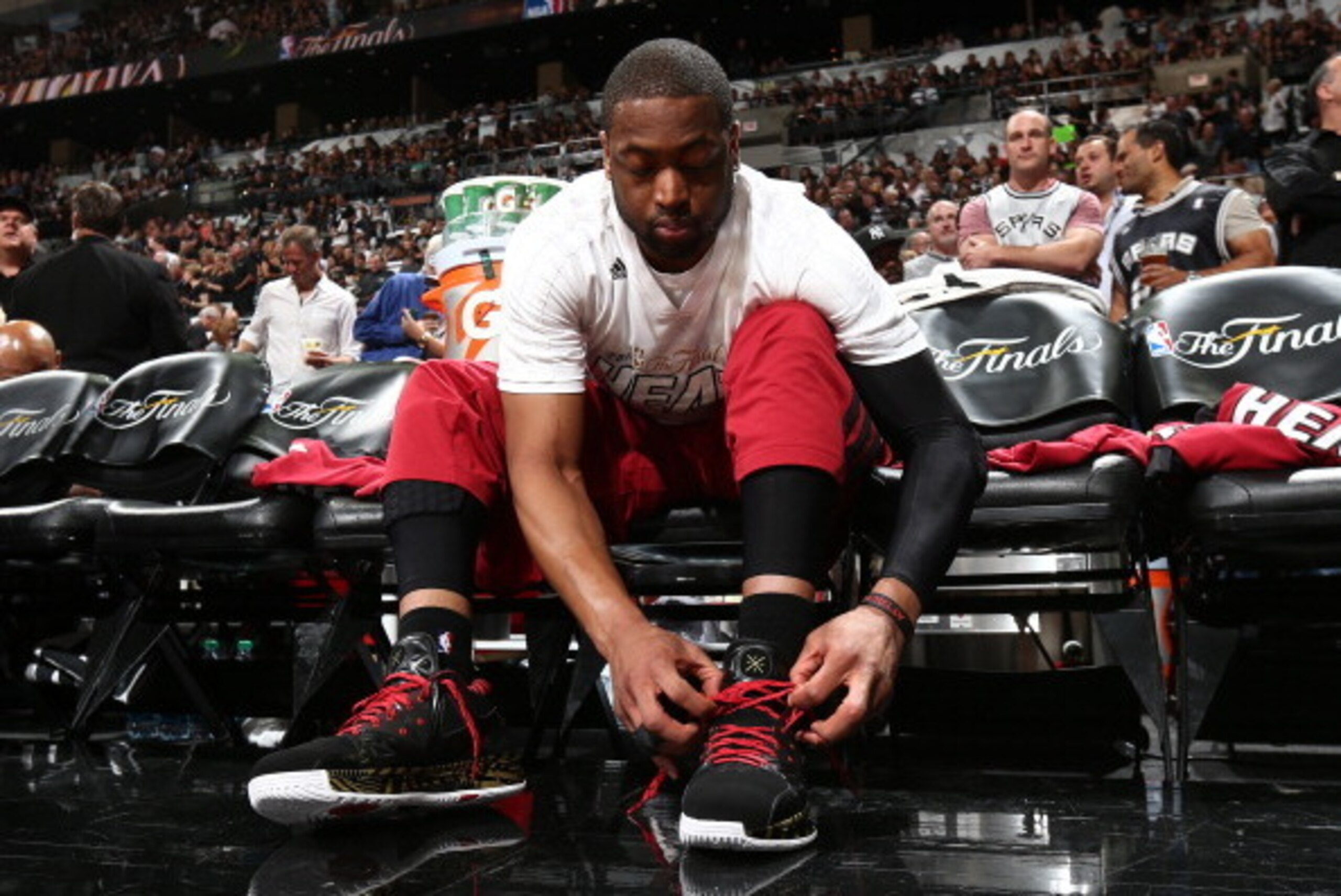 SAN ANTONIO, TX - JUNE 15: Dwyane Wade #3 of the Miami Heat during Game Five of the 2014 NBA Finals at AT&T Center on June 15, 2014 in San Antonio, Texas. NOTE TO USER: User expressly acknowledges and agrees that, by downloading and/or using this photogra
