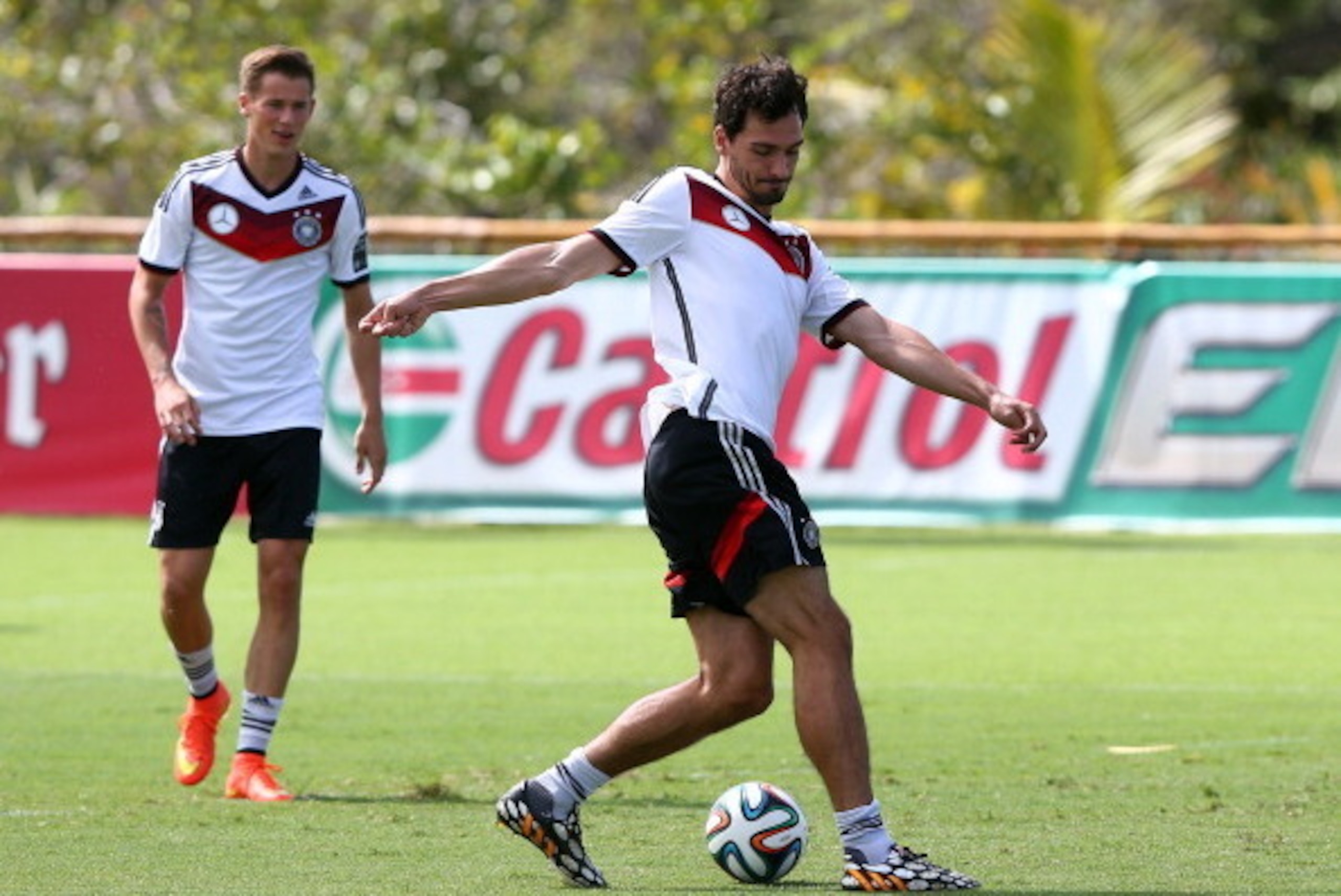 SANTO ANDRE, BRAZIL - JULY 05: Mats Hummels of Germany controls the ball during the German national team training at Campo Bahia on July 5, 2014 in Santo Andre, Brazil.  (Photo by Martin Rose/Getty Images)