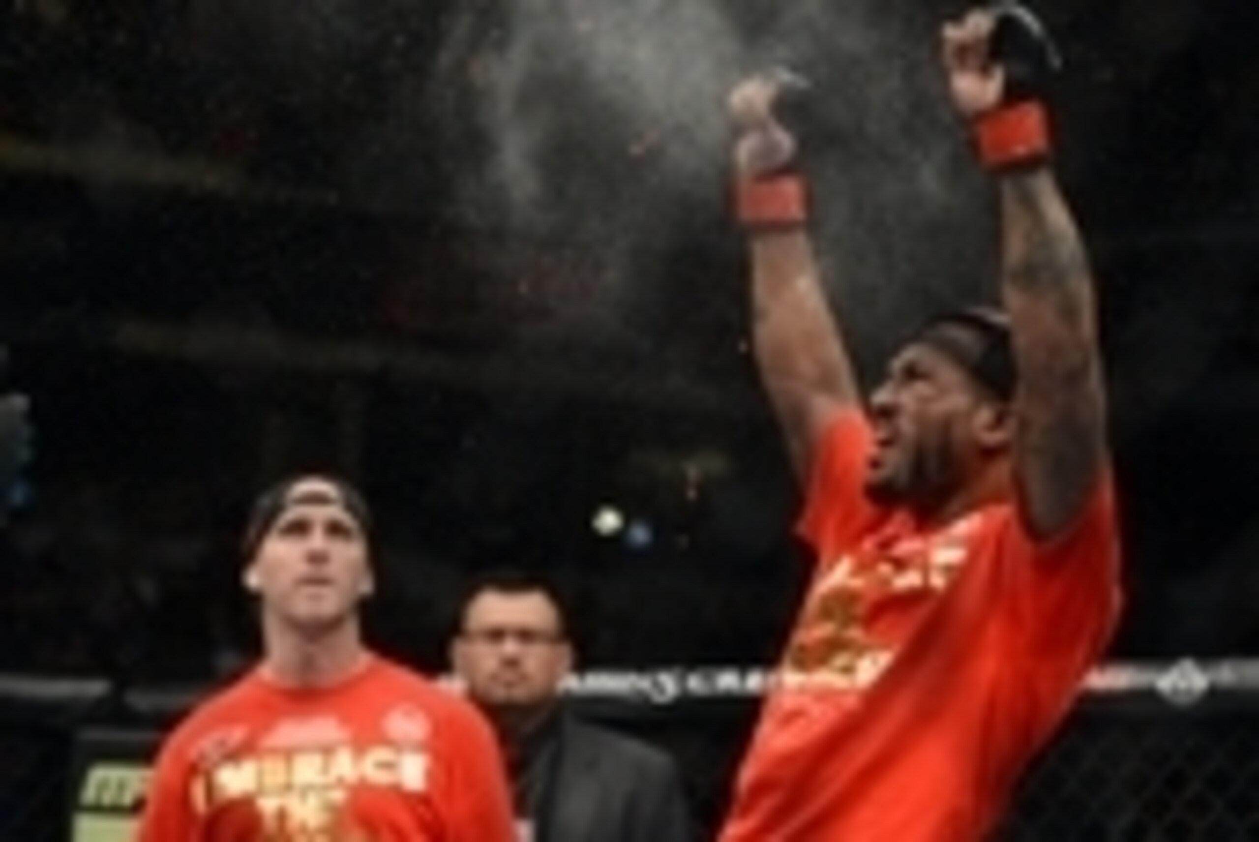 December 14, 2013; Sacramento, CA, USA; Bobby Green (red gloves) reacts after defeating Pat Healy during the lightweight bout of the UFC on FOX 9 at Sleep Train Arena. Mandatory Credit: Kyle Terada-USA TODAY Sports December 14, 2013; Sacramento, CA, USA; Bobby Green (red gloves) reacts after defeating Pat Healy during the lightweight bout of the UFC on FOX 9 at Sleep Train Arena. Mandatory Credit: Kyle Terada-USA TODAY Sports