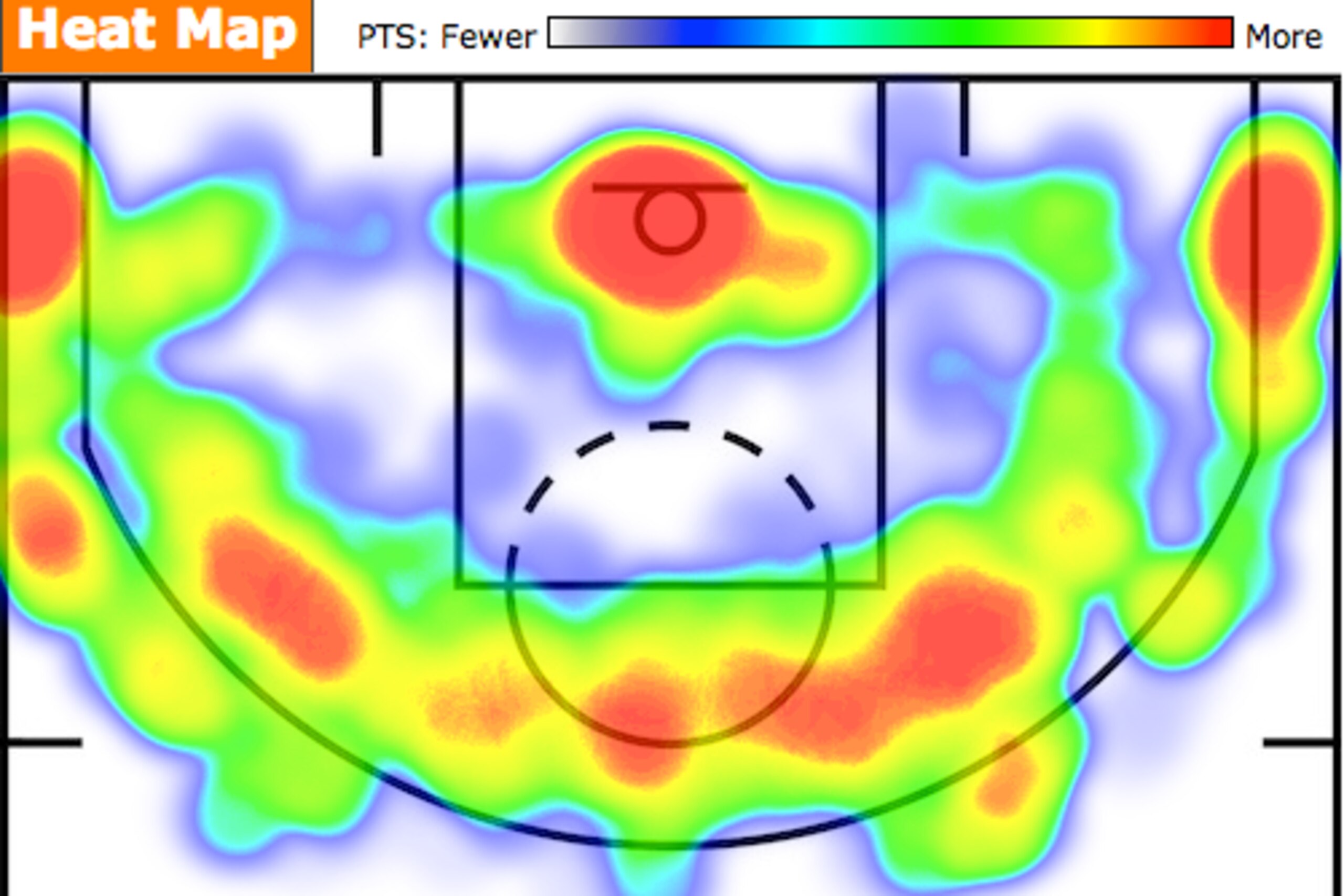 Bradley's shot heat map, courtesy of Basketball-Reference.com.