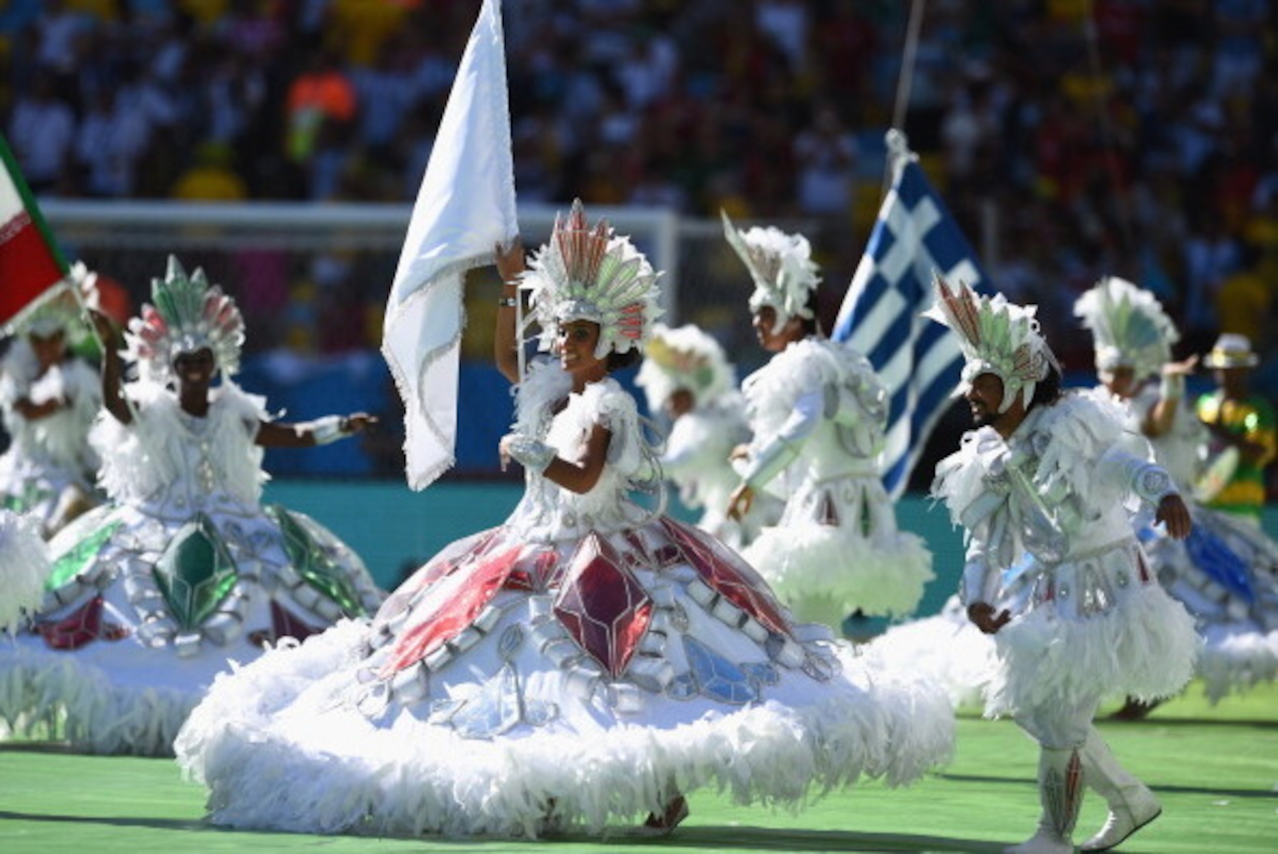 RIO DE JANEIRO, BRAZIL - JULY 13:  Dancers perform during the closing ceremony prior to the 2014 FIFA World Cup Brazil Final match between Germany and Argentina at Maracana on July 13, 2014 in Rio de Janeiro, Brazil.  (Photo by Matthias Hangst/Getty Image