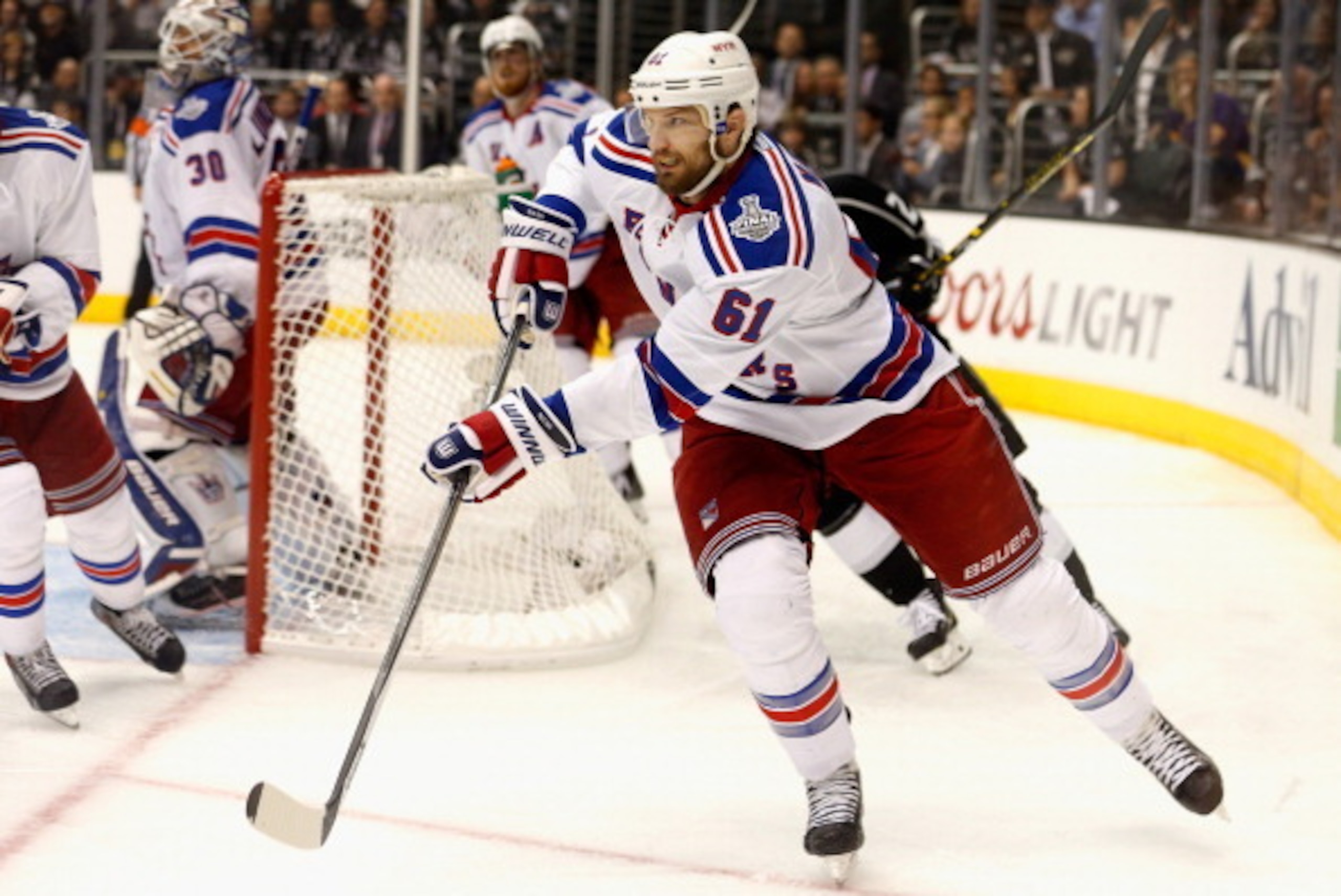 LOS ANGELES, CA - JUNE 13:  Rick Nash #61 of the New York Rangers plays against the Los Angeles Kings during Game Five of the 2014 Stanley Cup Final at the Staples Center on June 13, 2014 in Los Angeles, California.  (Photo by Rebecca Taylor/NHLI via Gett