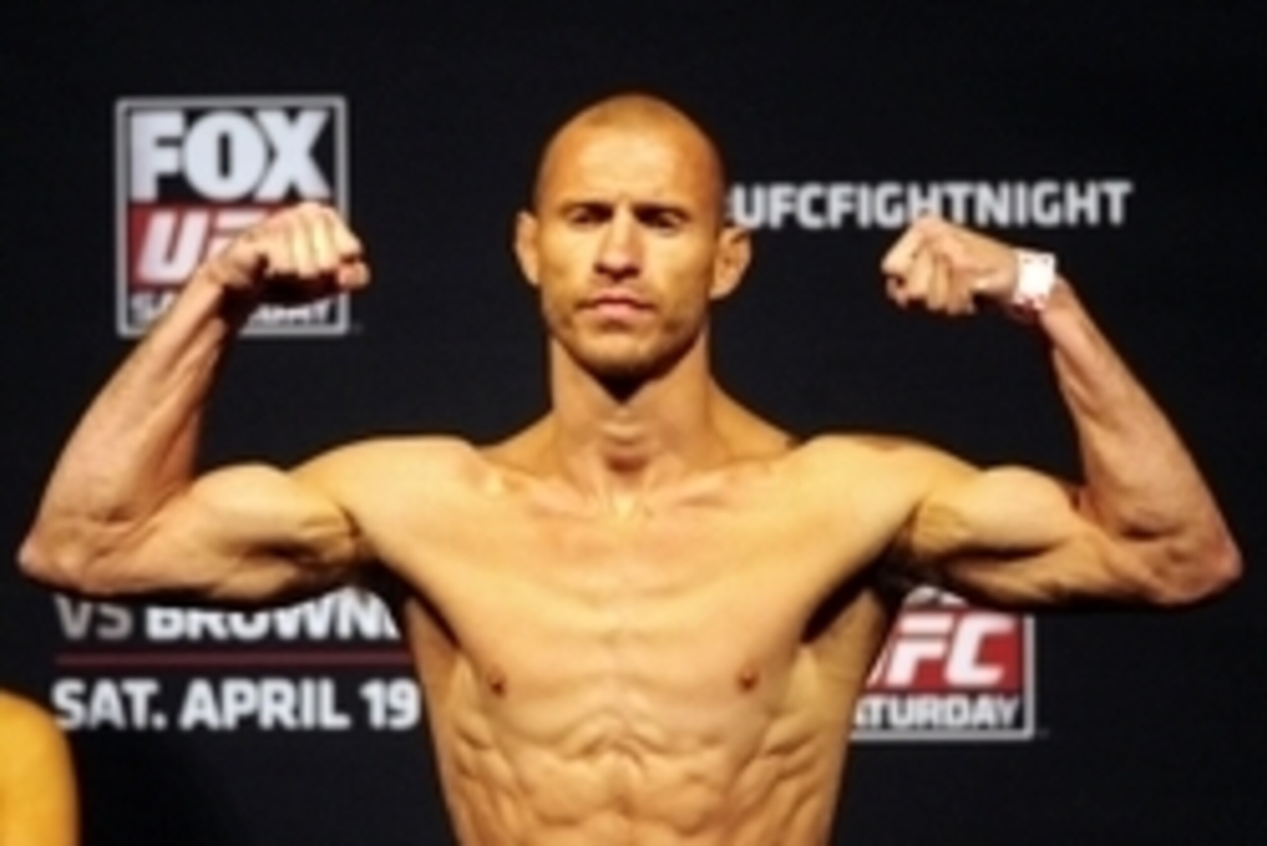 Apr 18, 2014; Orlando, FL, USA; Donald Cerrone poses on the scale during a weigh-in for his lightweight fight against Edson Barboza for UFC on FOX 11 at Amway Center. Mandatory Credit: David Manning-USA TODAY Sports