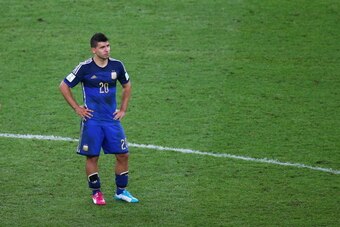 RIO DE JANEIRO, BRAZIL - JULY 13:  A dejected Sergio Aguero of Argentina looks on after being defeated by Germany 1-0 in extra time during the 2014 FIFA World Cup Brazil Final match between Germany and Argentina at Maracana on July 13, 2014 in Rio de Jane