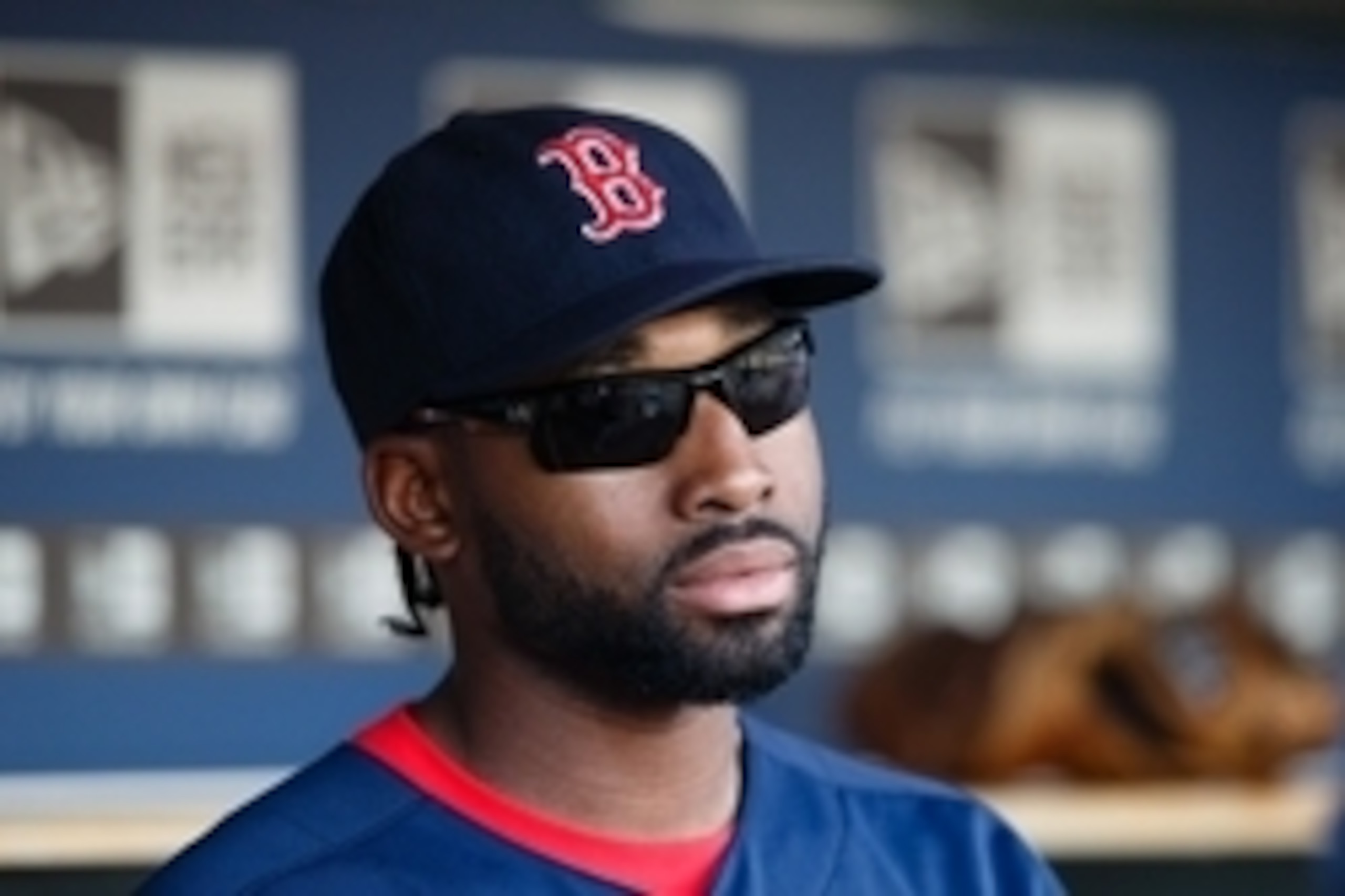 Jun 6, 2014; Detroit, MI, USA; Boston Red Sox center fielder Jackie Bradley Jr. (25) in the dugout before the game against the Detroit Tigers at Comerica Park. Mandatory Credit: Rick Osentoski-USA TODAY Sports