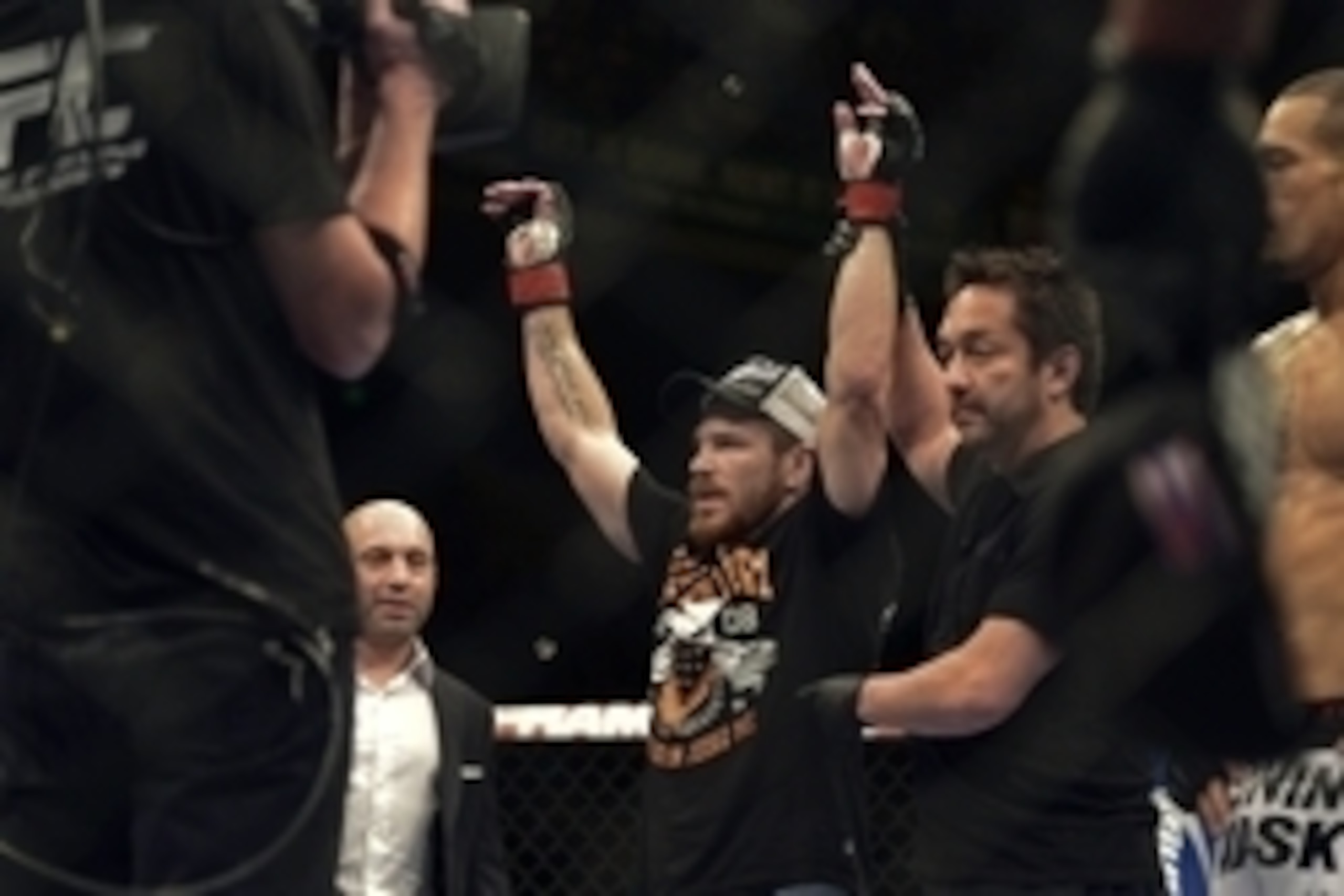 Apr 26, 2014; Baltimore, MD, USA;  Jim Miller reacts after defeating Yancy Medeiros in UFC 172 at Baltimore Arena. Mandatory Credit: Tommy Gilligan-USA TODAY Sports