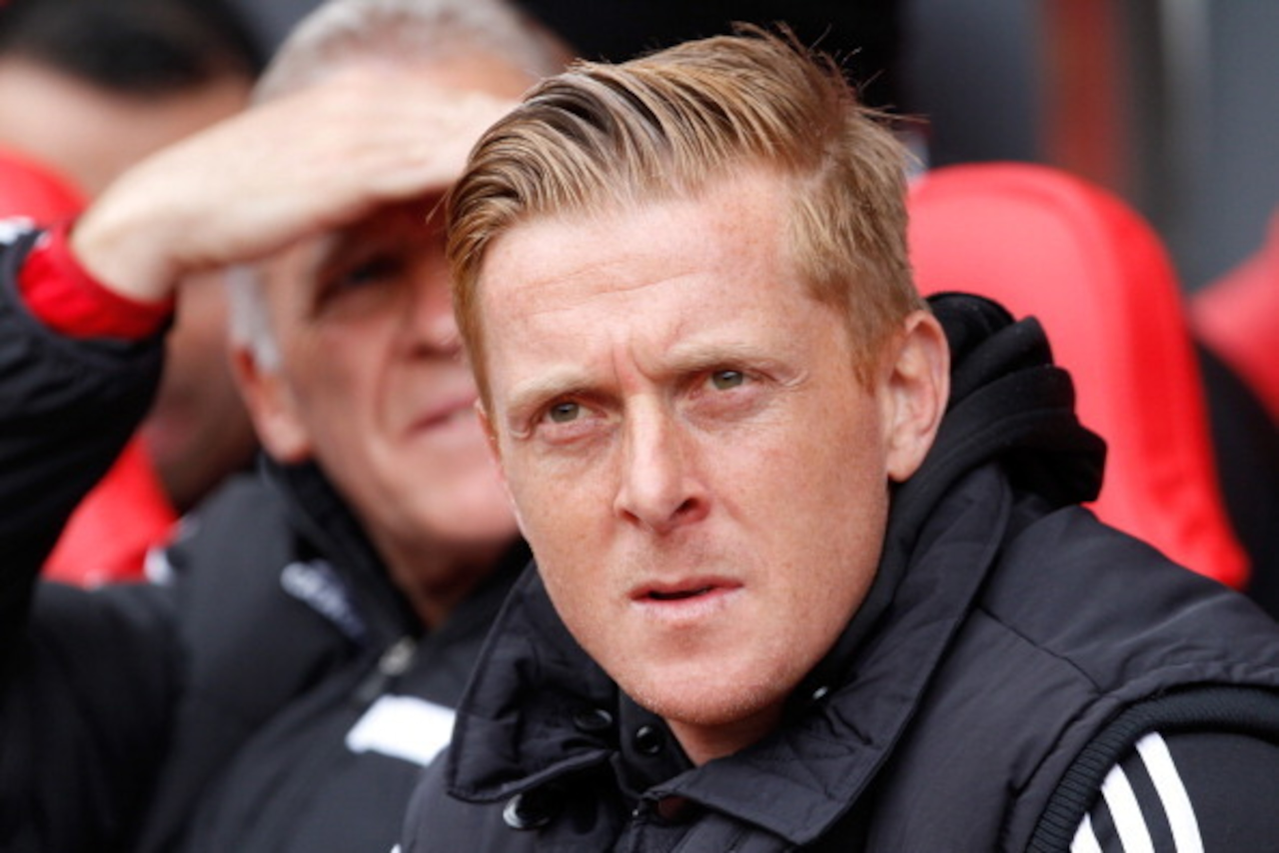 SUNDERLAND, ENGLAND - MAY 11: Swansea City manager, Garry Monk on the bench before the Barclays Premier League match between Sunderland and Swansea City at Stadium of Light on May 11, 2014  in Sunderland, England. (Photo by Richard Sellers/Getty Images)