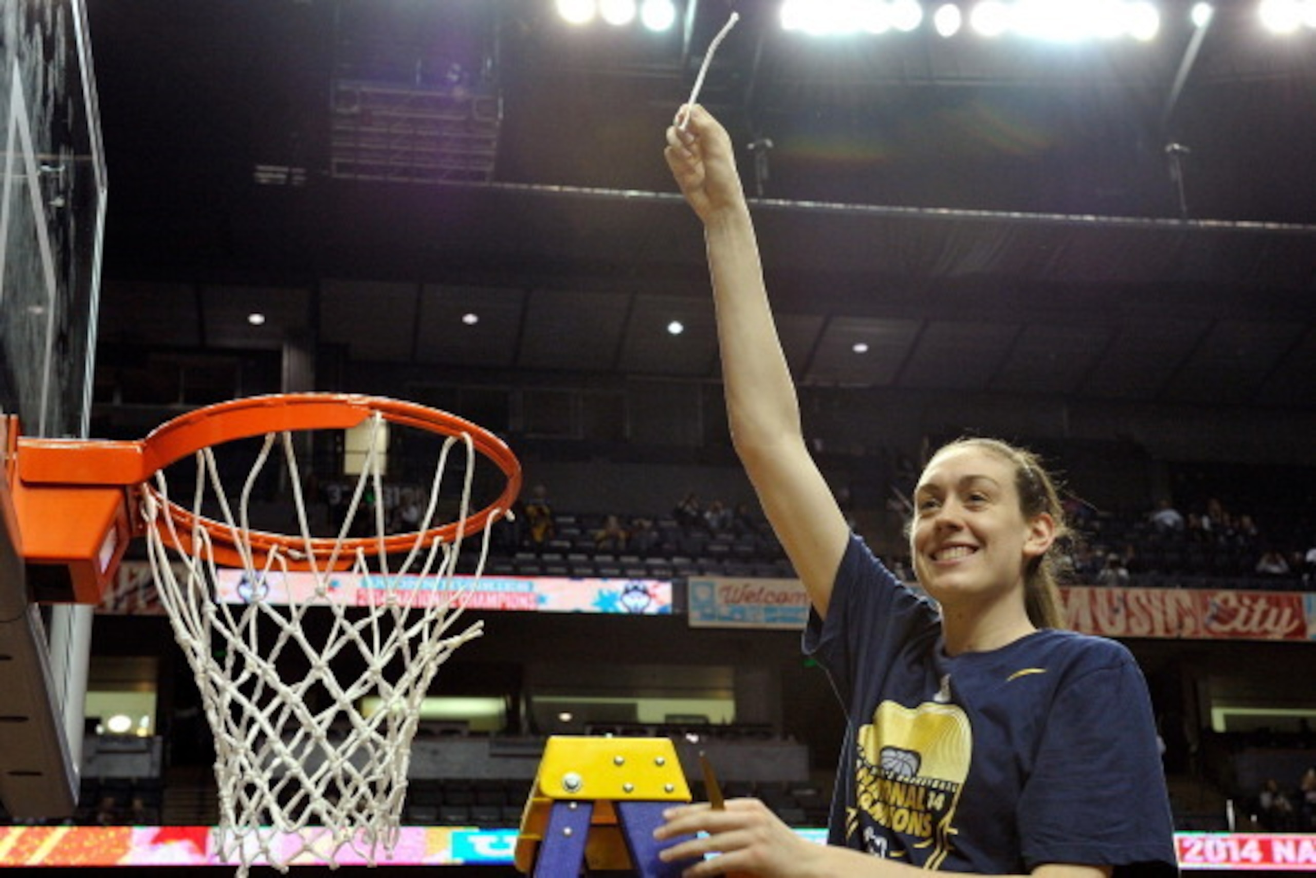 NASHVILLE, TN - APRIL 08:  Breanna Stewart #30 of the Connecticut Huskies holds up a piece of the net after a 79-58 victory over the Notre Dame Fighting Irish in the NCAA Women's Basketball Tournament Championship game at Bridgestone Arena on April 8, 201