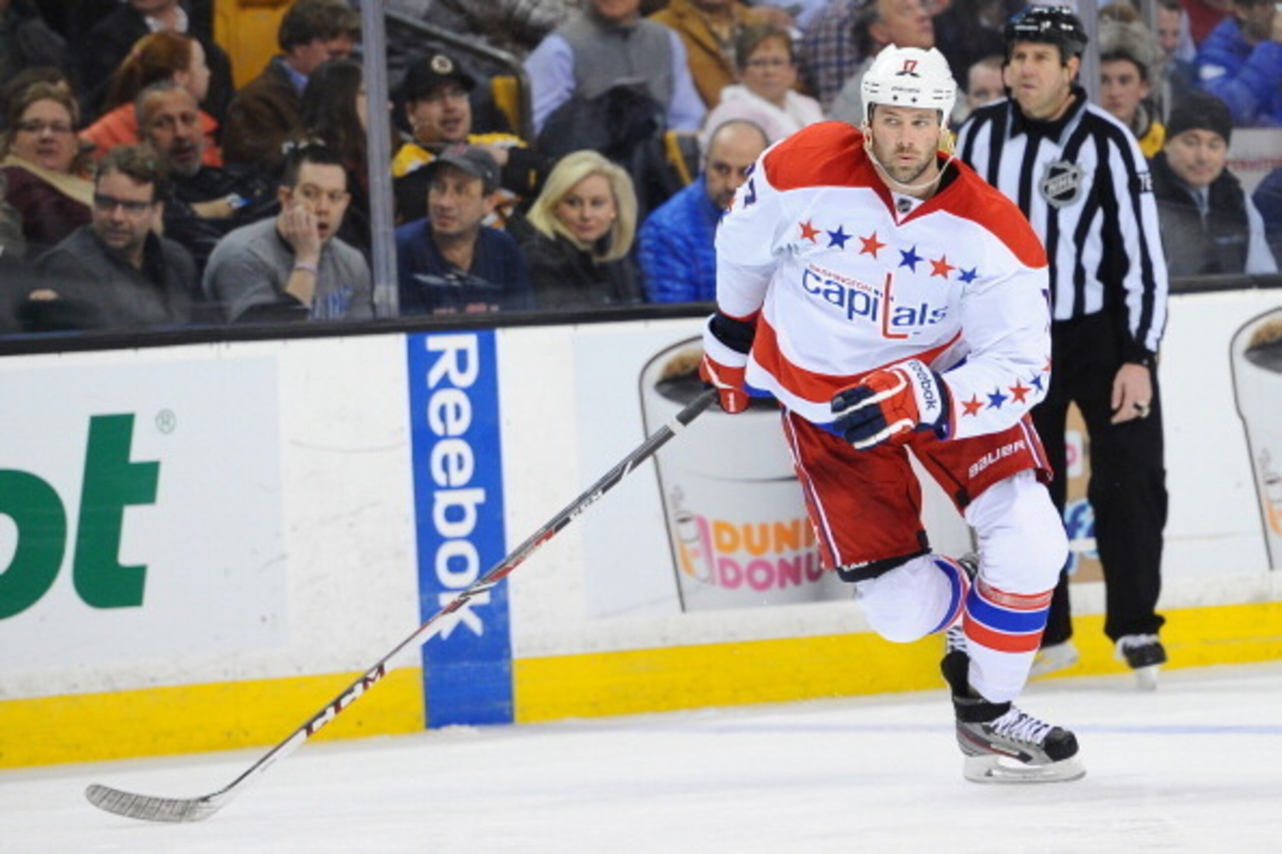 BOSTON, MA - MARCH 6: Dustin Penner #17 of the Washington Capitals skates against the Boston Bruins at the TD Garden on March 6, 2014 in Boston, Massachusetts.  (Photo by Brian Babineau/NHLI via Getty Images)