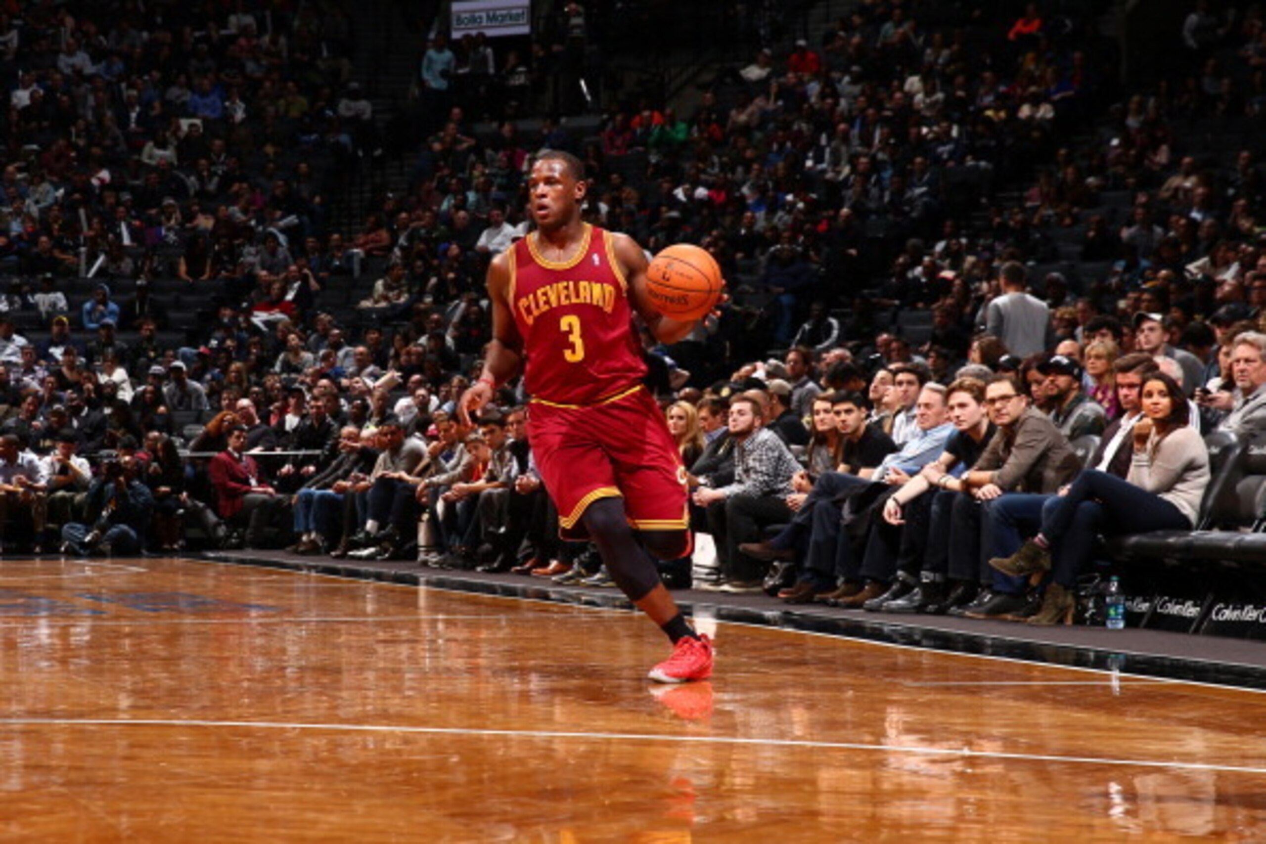 BROOKLYN, NY - MARCH 28: Dion Waiters #3 of the Cleveland Cavaliers handles the ball against the Brooklyn Nets at the Barclays Center on March 28, 2014 in the Brooklyn borough of New York City.  NOTE TO USER: User expressly acknowledges and agrees that, b