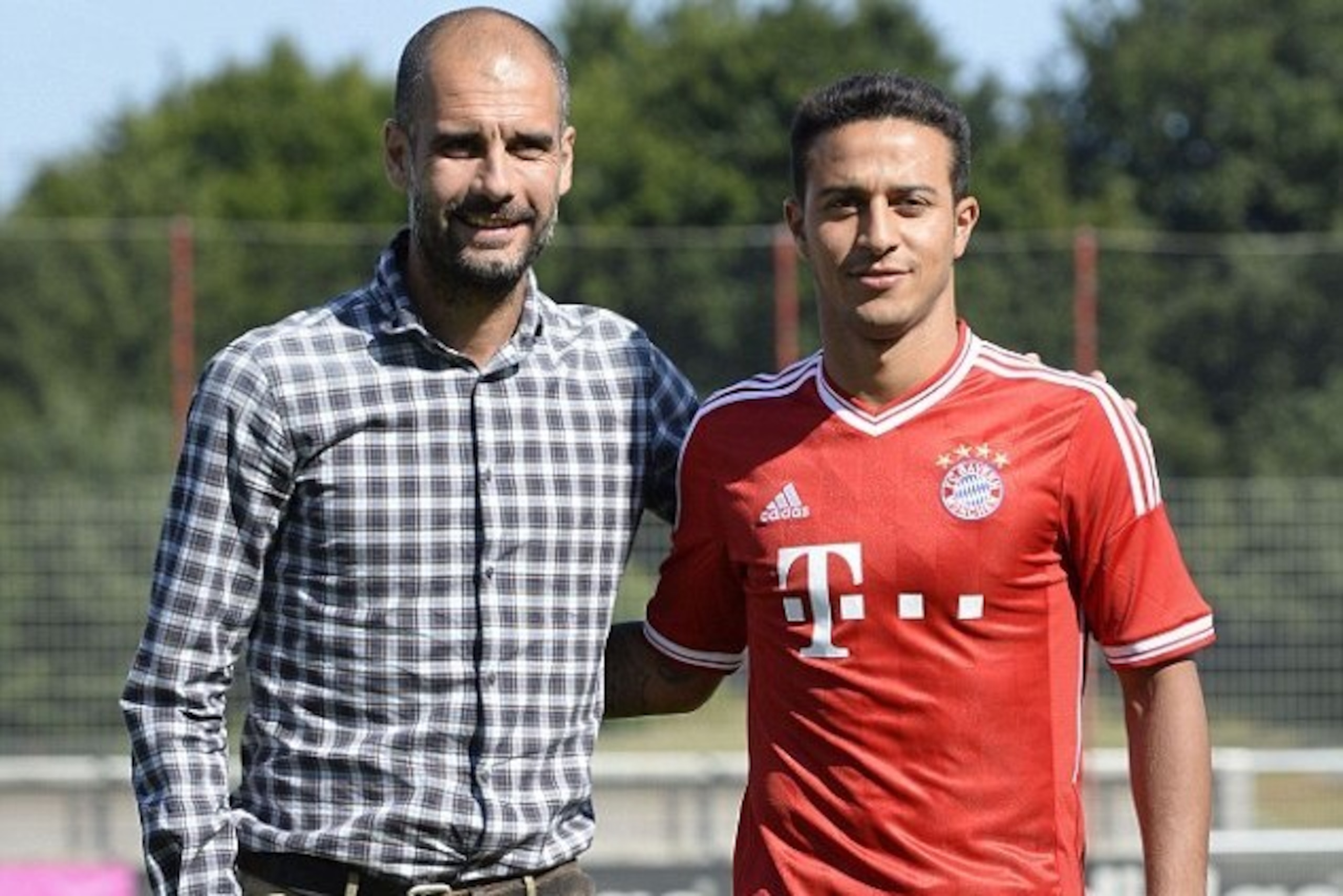 Pep Guardiola (left) believed that Thiago was crucial to his plans back in the summer of 2013.