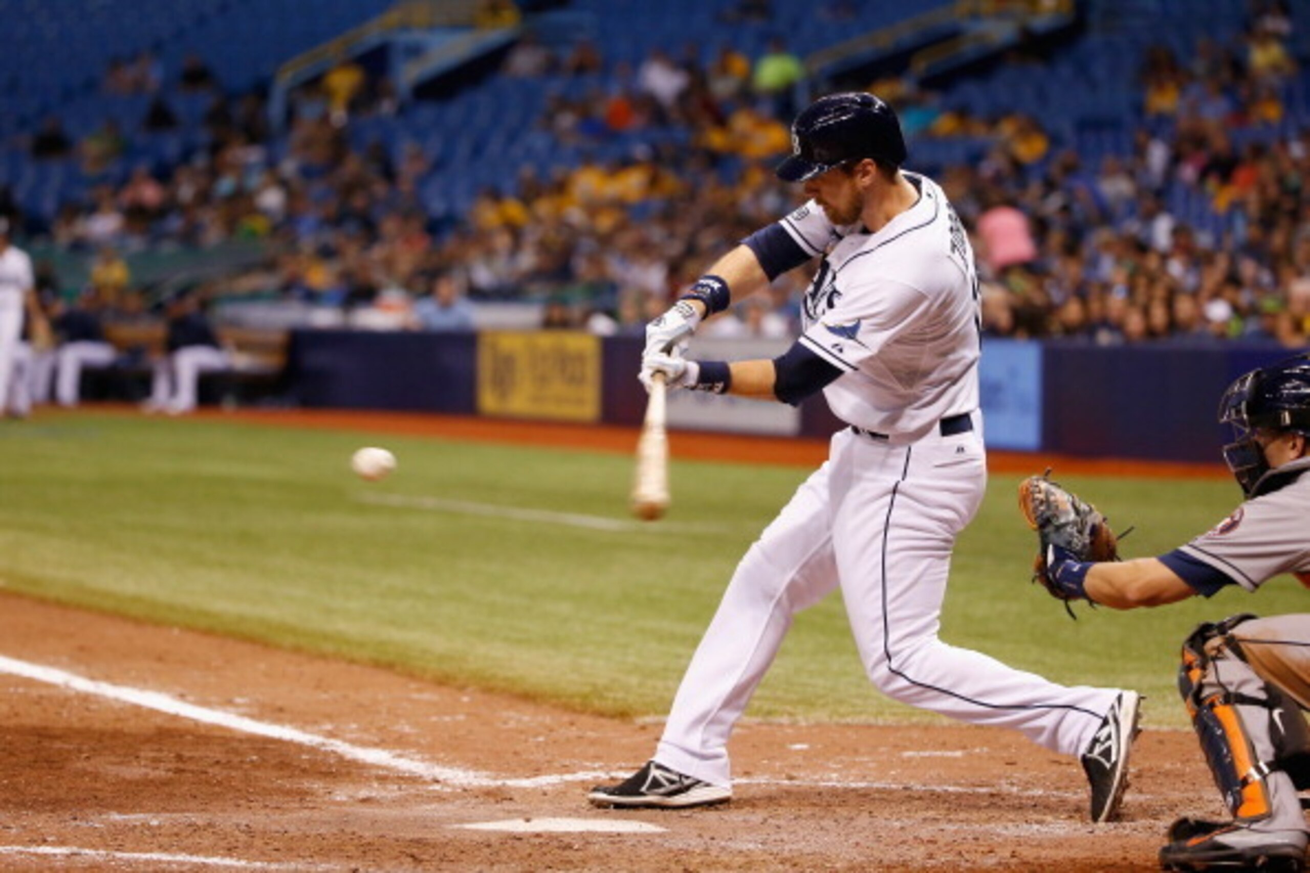 ST PETERSBURG, FL - JUNE 20: Ben Zobrist #18 of the Tampa Bay Rays hits the ball during the ninth inning against the Houston Astros at Tropicana Field on June 20, 2014 in St Petersburg, Florida. (Photo by Scott Iskowitz/Getty Images) ST PETERSBURG, FL - JUNE 20: Ben Zobrist #18 of the Tampa Bay Rays hits the ball during the ninth inning against the Houston Astros at Tropicana Field on June 20, 2014 in St Petersburg, Florida. (Photo by Scott Iskowitz/Getty Images)