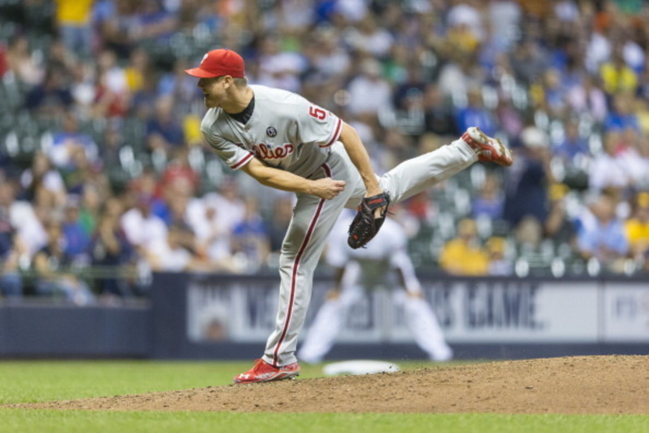 MILWAUKEE, WI - JULY 09: Jonathan Papelbon #58 of the Philadelphia Phillies pitches against the Milwaukee Brewers at Miller Park on July 9, 2014 in Milwaukee, Wisconsin. (Photo by Tom Lynn/Getty Images) MILWAUKEE, WI - JULY 09: Jonathan Papelbon #58 of the Philadelphia Phillies pitches against the Milwaukee Brewers at Miller Park on July 9, 2014 in Milwaukee, Wisconsin. (Photo by Tom Lynn/Getty Images)