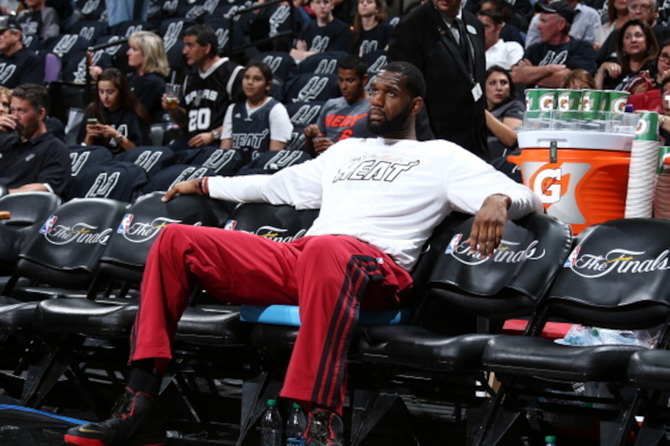 SAN ANTONIO, TX - JUNE 5: Greg Oden #20 of the Miami Heat in Game One of the 2014 NBA Finals at AT&T Center on June 5, 2014 in San Antonio, Texas. NOTE TO USER: User expressly acknowledges and agrees that, by downloading and/or using this photograph, user