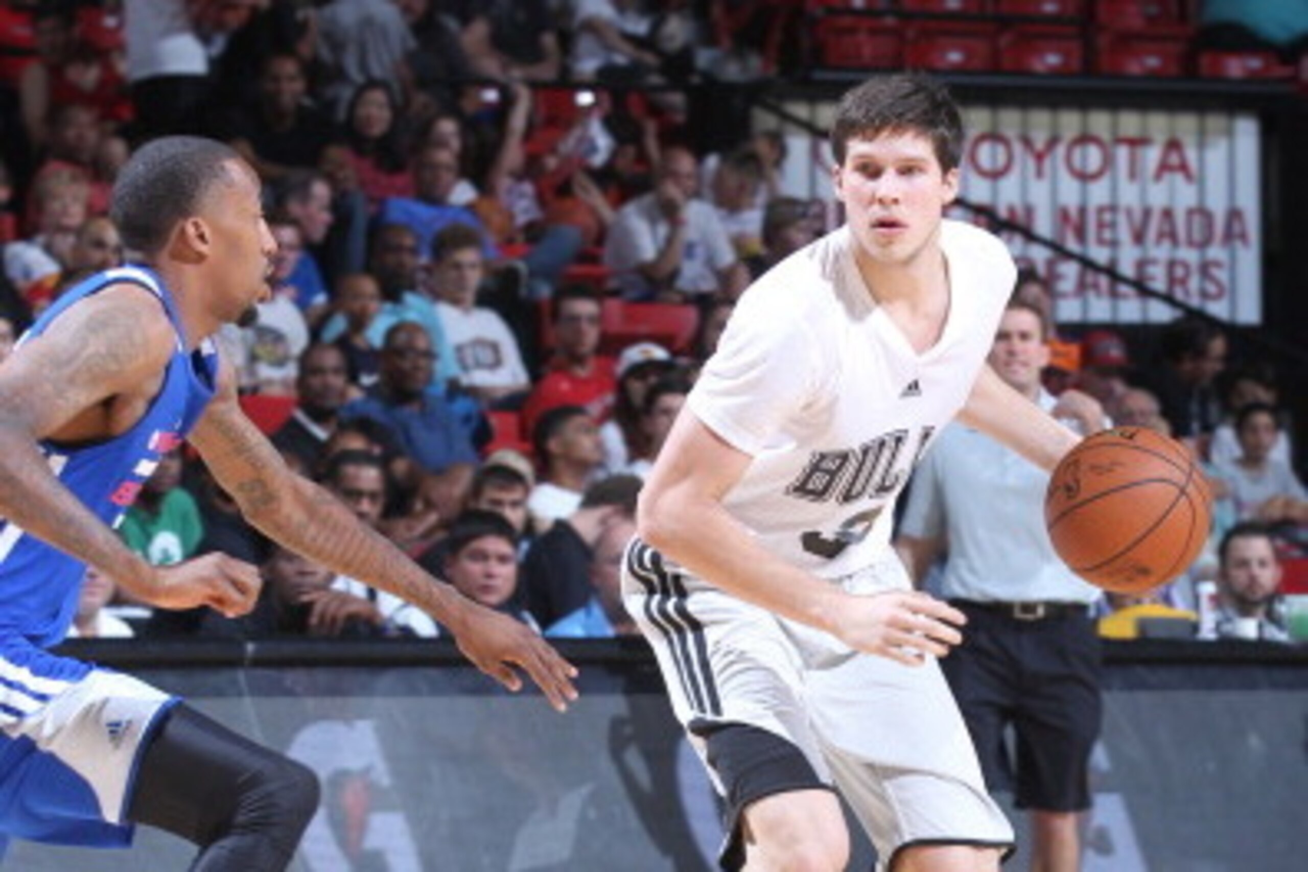 LAS VEGAS, NV - JULY 16: Doug McDermott #3 of the Chicago Bulls handles the ball against the Philadelphia 76ers on July 16, 2014 at the Cox Pavilion in Las Vegas, Nevada. NOTE TO USER: User expressly acknowledges and agrees that, by downloading and or usi