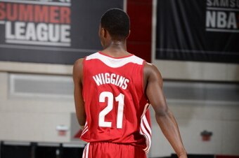 LAS VEGAS, NV - JULY 13:  Andrew Wiggins #21 of the Cleveland Cavaliers during the game against the San Antonio Spurs at the Samsung NBA Summer League 2014 on July 13, 2014 at the Cox Pavilion in Las Vegas, Nevada. NOTE TO USER: User expressly acknowledge