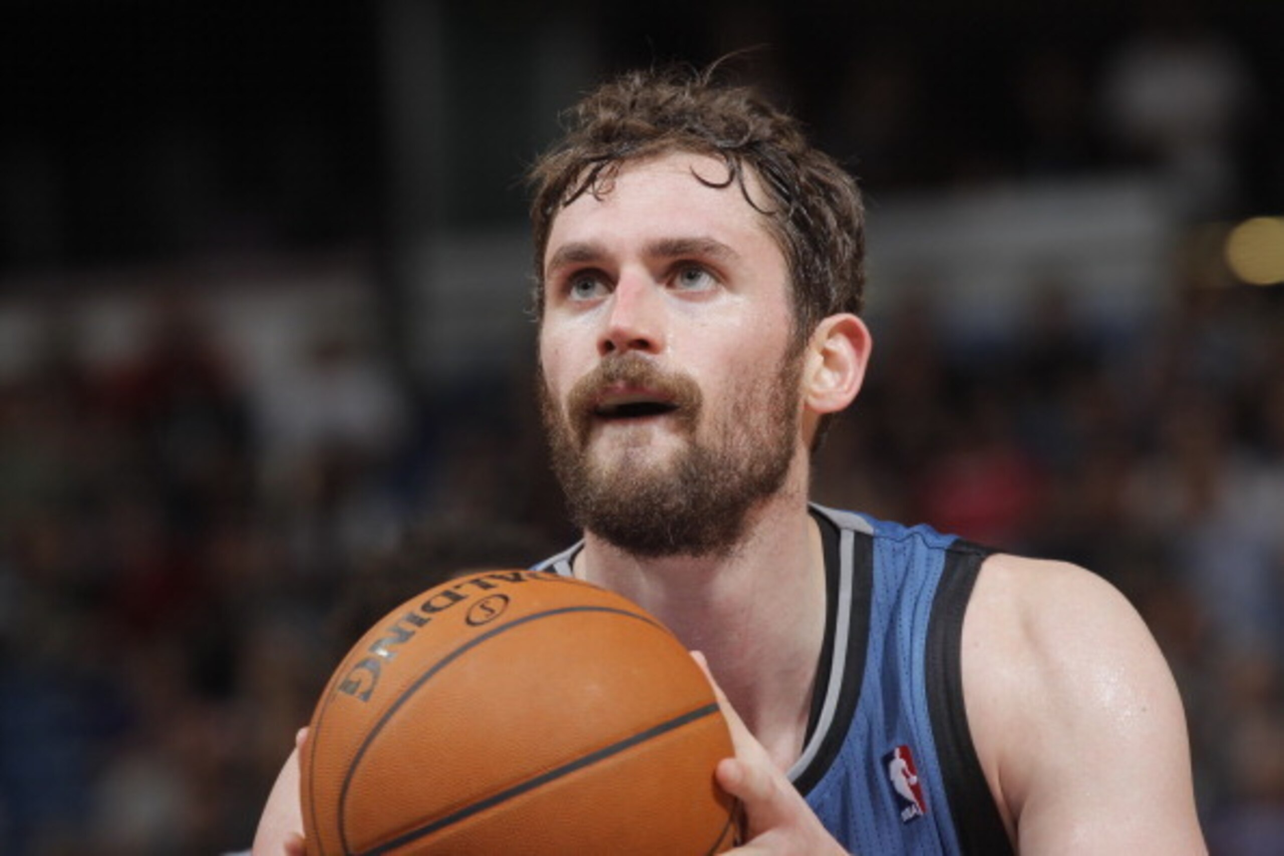 SACRAMENTO, CA - APRIL 13: Kevin Love #42 of the Minnesota Timberwolves attempts a free throw shot against the Sacramento Kings on April13, 2014 at Sleep Train Arena in Sacramento, California. NOTE TO USER: User expressly acknowledges and agrees that, by 