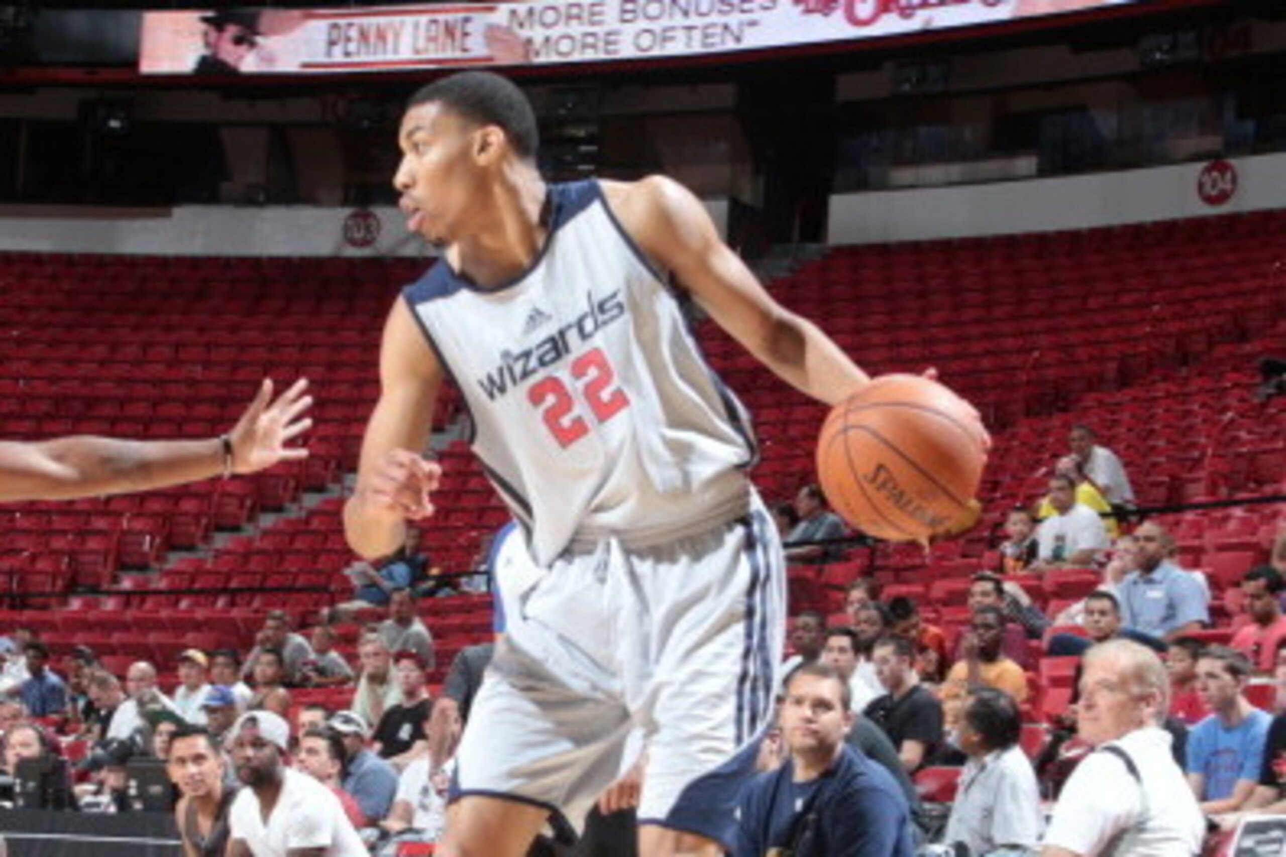 LAS VEGAS, NV - JULY 12: Otto Porter #22 of the Washington Wizards handles the ball against the Atlanta Hawks at the Samsung NBA Summer League 2014 on July 12, 2014 at the Thomas & Mack Center in Las Vegas, Nevada. NOTE TO USER: User expressly acknowledge