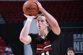 LAS VEGAS, NV - JULY 12: Cameron Bairstow #41 of the Chicago Bulls shoots a free throw against the Los Angeles Clippers during the game at the Samsung NBA Summer League 2014 on July 12, 2014 at the Thomas & Mack Center in Las Vegas, Nevada. NOTE TO USER: 