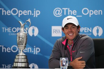 HOYLAKE, ENGLAND - JULY 20:  Rory McIlroy of Northern Ireland answers questions from the media after his two-stroke victory at The 143rd Open Championship at Royal Liverpool on July 20, 2014 in Hoylake, England.  (Photo by Andrew Redington/Getty Images)