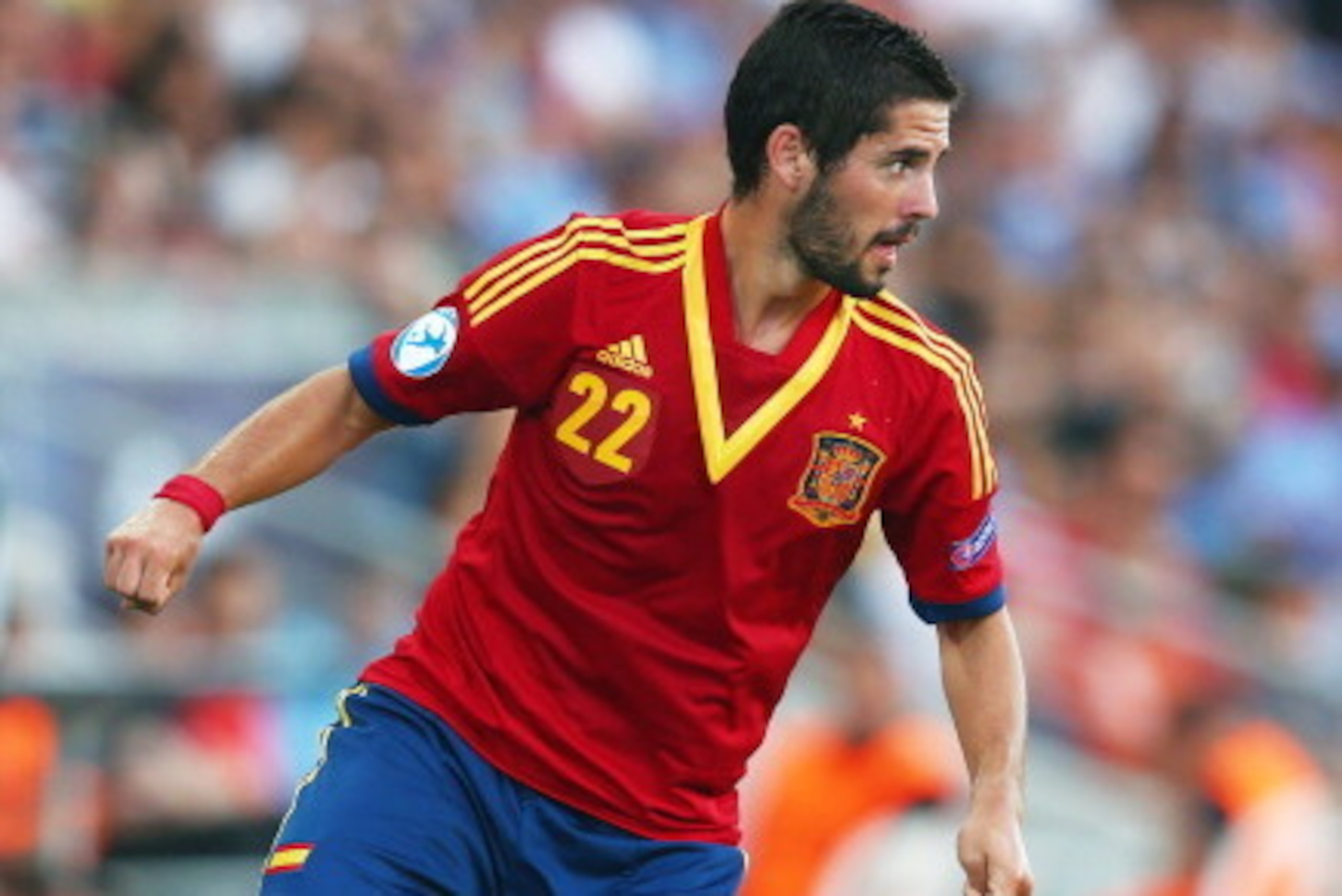NETANYA, ISRAEL - JUNE 15: Isco of Spain controles the ball during the UEFA European U21 Championship Semi Final match between Spain and Norway at Netanya Stadium on June 15, 2013 in Netanya, Israel.  (Photo by Alex Grimm/Getty Images)