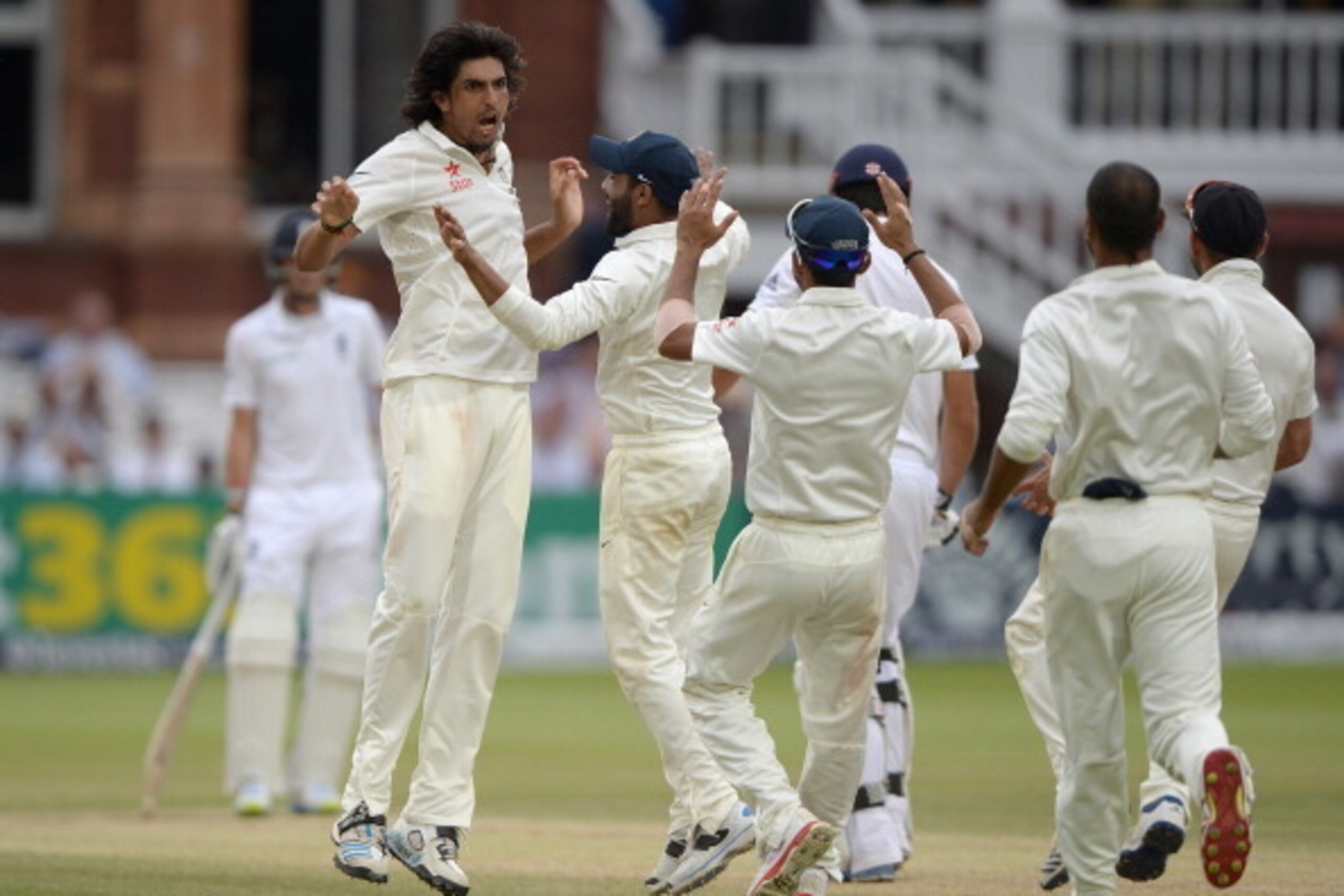 LONDON, ENGLAND - JULY 20:  Ishant Sharma of India celebrates dismissing England captain Alastair Cook during day four of 2nd Investec Test match between England and India at Lord's Cricket Ground on July 20, 2014 in London, United Kingdom.  (Photo by Gar