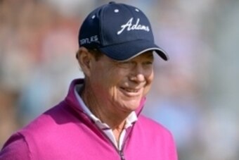 Jul 20, 2014; Wirral, GBR;   Tom Watson during the final round at the 143rd Open Championship at The Royal Liverpool Golf Club. Mandatory Credit: Steve Flynn-USA TODAY Sports
