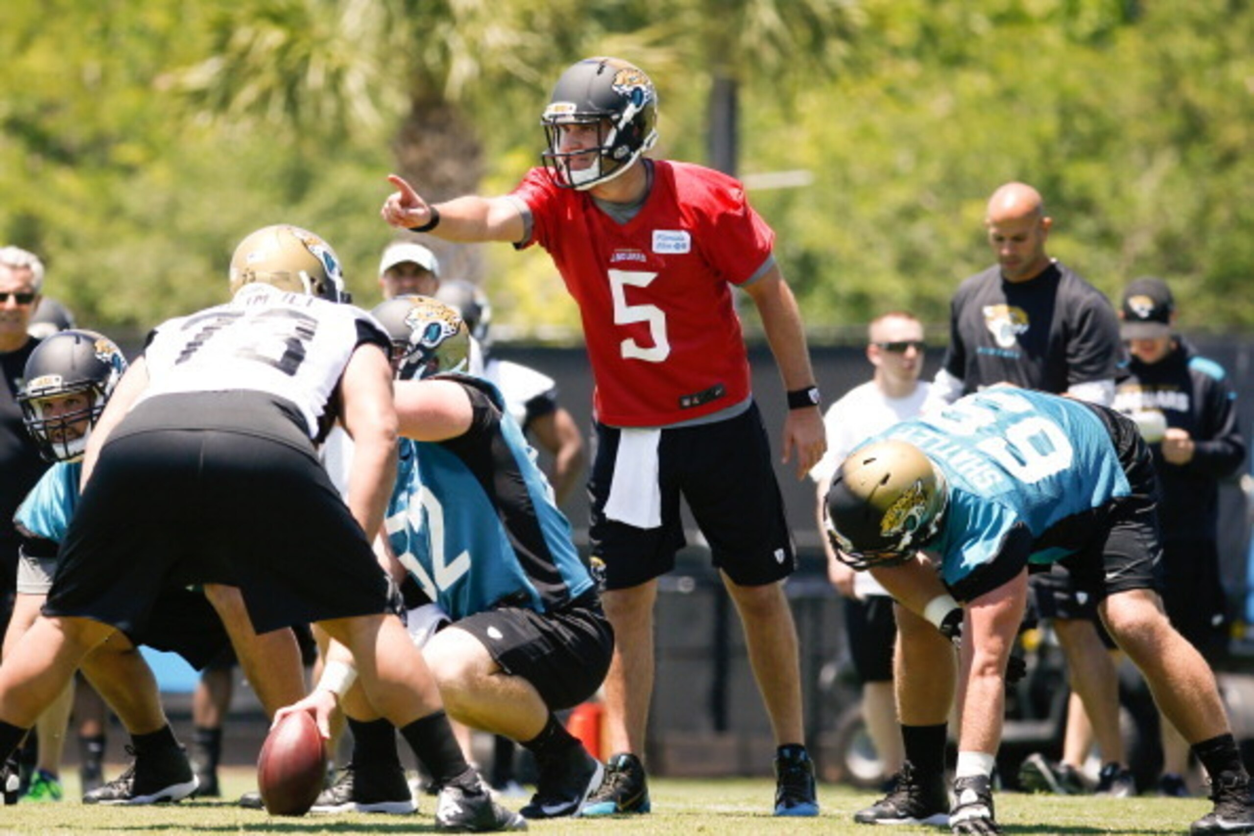 JACKSONVILLE, FL - MAY 16: Blake Bortles #5 of the Jacksonville Jaguars works out during rookie minicamp at Everbank Field on May 16, 2014 in Jacksonville, Florida. (Photo by Rob Foldy/Getty Images) JACKSONVILLE, FL - MAY 16: Blake Bortles #5 of the Jacksonville Jaguars works out during rookie minicamp at Everbank Field on May 16, 2014 in Jacksonville, Florida. (Photo by Rob Foldy/Getty Images)