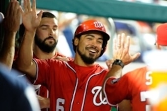 Jul 19, 2014; Washington, DC, USA; Washington Nationals second baseman Anthony Rendon (6) reacts after scoring a run against the Milwaukee Brewers during the sixth inning at Nationals Park. The Nationals won 8-3. Mandatory Credit: Brad Mills-USA TODAY Spo Jul 19, 2014; Washington, DC, USA; Washington Nationals second baseman Anthony Rendon (6) reacts after scoring a run against the Milwaukee Brewers during the sixth inning at Nationals Park. The Nationals won 8-3. Mandatory Credit: Brad Mills-USA TODAY Spo