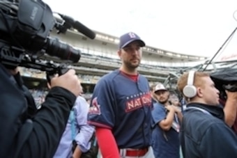 Jul 14, 2014; Minneapolis, MN, USA; National League pitcher Adam Wainwright (50) of the St. Louis Cardinals takes the field for workout day the day before the 2014 MLB All Star Game at Target Field. Mandatory Credit: Jerry Lai-USA TODAY Sports Jul 14, 2014; Minneapolis, MN, USA; National League pitcher Adam Wainwright (50) of the St. Louis Cardinals takes the field for workout day the day before the 2014 MLB All Star Game at Target Field. Mandatory Credit: Jerry Lai-USA TODAY Sports