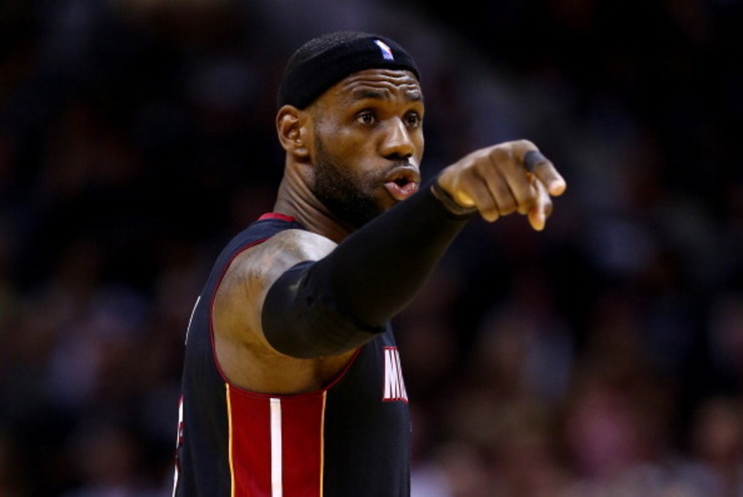 SAN ANTONIO, TX - JUNE 15: LeBron James #6 of the Miami Heat calls a play against the San Antonio Spurs during Game Five of the 2014 NBA Finals at the AT&T Center on June 15, 2014 in San Antonio, Texas. NOTE TO USER: User expressly acknowledges and agrees SAN ANTONIO, TX - JUNE 15: LeBron James #6 of the Miami Heat calls a play against the San Antonio Spurs during Game Five of the 2014 NBA Finals at the AT&T Center on June 15, 2014 in San Antonio, Texas. NOTE TO USER: User expressly acknowledges and agrees
