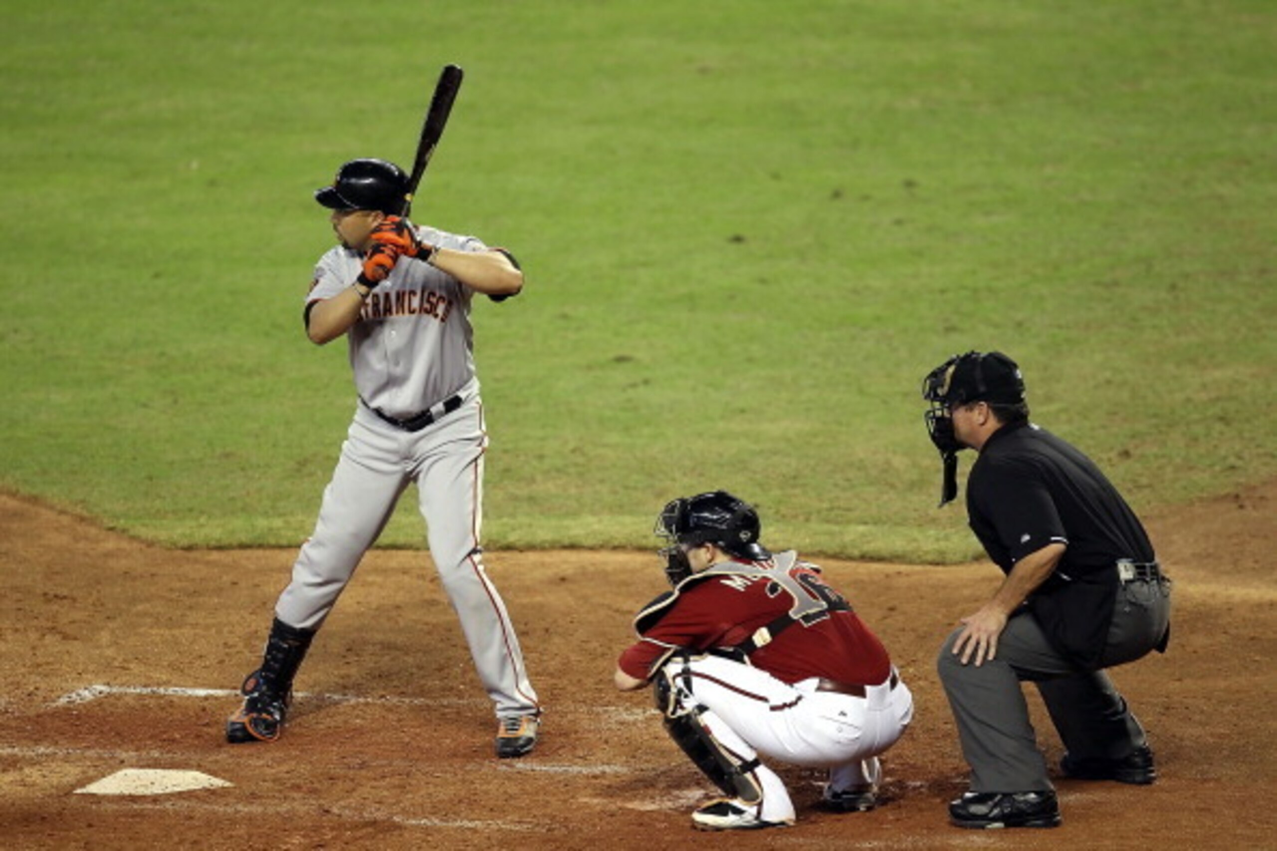 PHOENIX, AZ - SEPTEMBER 25:  Carlos Beltran #15 of the San Francisco Giants bats against the Arizona Diamondbacks during the Major League Baseball game at Chase Field on September 25, 2011 in Phoenix, Arizona.  (Photo by Christian Petersen/Getty Images)