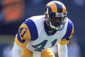 3 Oct 1999:  Todd Lyght #41of the St. Louis Rams gets ready to move during a game against the Cincinnati Bengals at the Riverfront Stadium in Cincinnati, Ohio. The Rams defeated the Bengals 38-10. Mandatory Credit: Andy Lyons  /Allsport