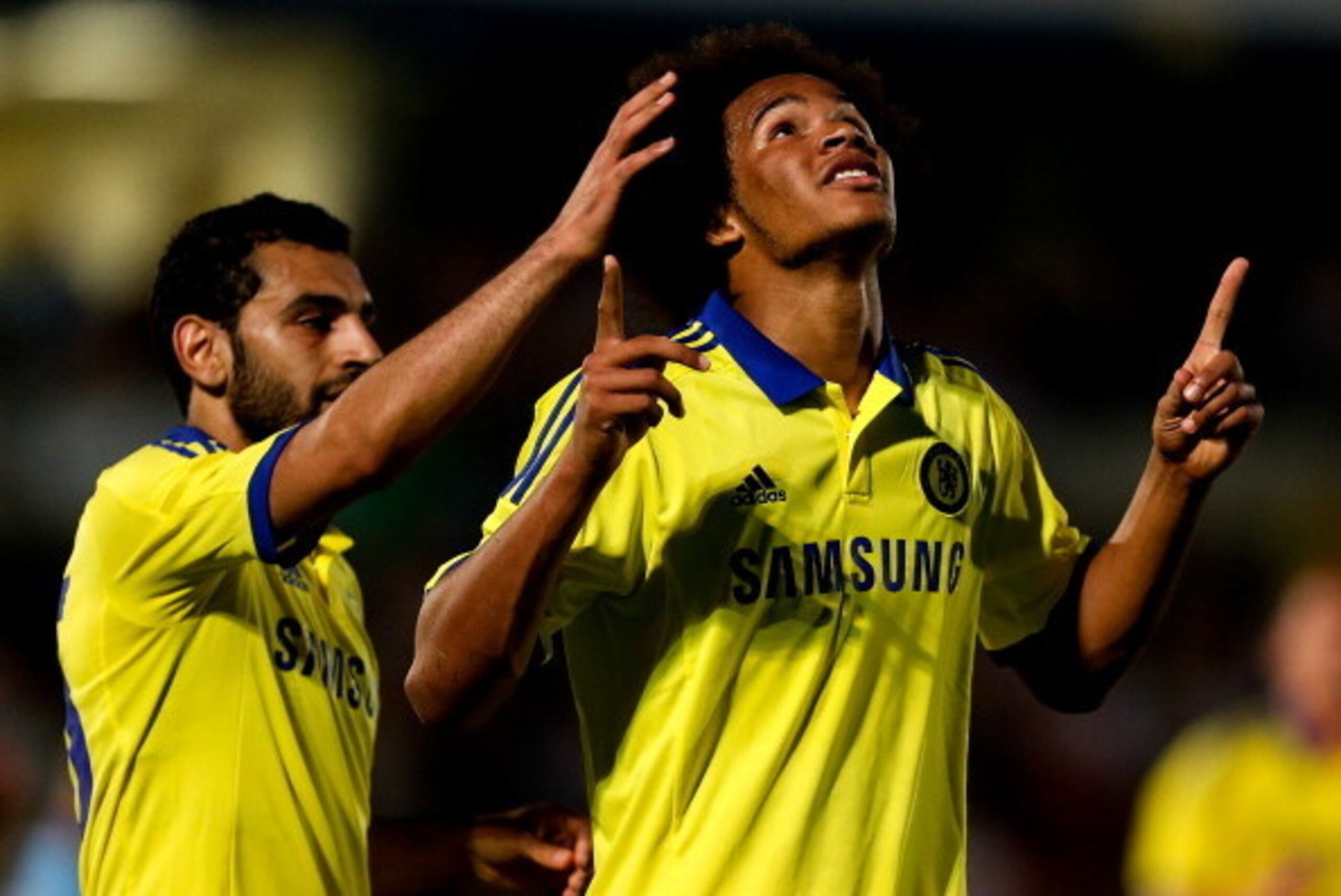 HIGH WYCOMBE, ENGLAND - JULY 16:  Izzy Brown of Chelsea celebrates scoring a goal duing the pre season friendly match between Wycombe Wanderers and Chelsea at Adams Park on July 16, 2014 in High Wycombe, England.  (Photo by Ben Hoskins/Getty Images)