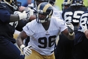 Jun 17, 2014; St. Louis, MO, USA; St. Louis Rams defensive end Michael Sam (96) runs through drills during minicamp at Rams Park. Mandatory Credit: Jeff Curry-USA TODAY Sports