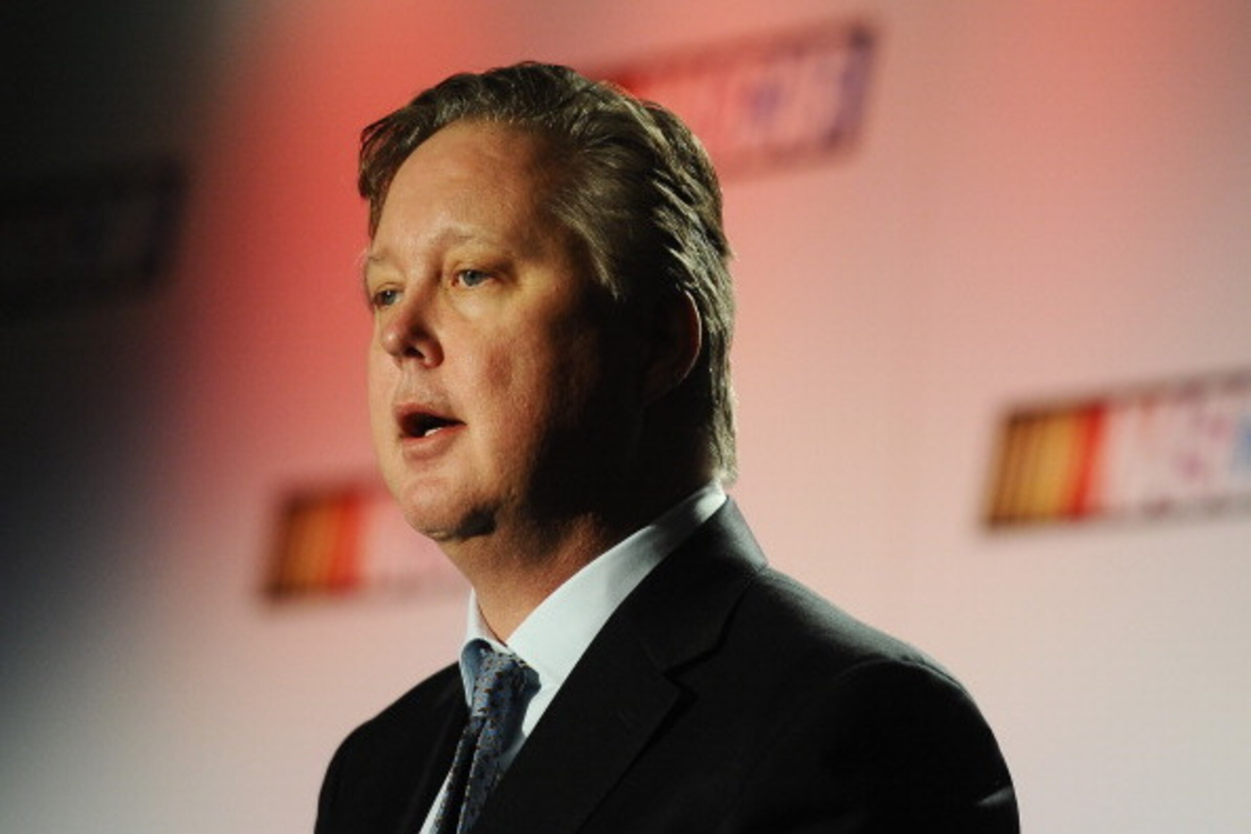CHARLOTTE, N.C. - JANUARY 30: Brian France, NASCAR CEO and Chairman, speaks during the NASCAR Media Tour at Charlotte Convention Center on January 30, 2014 in Charlotte, North Carolina. (Photo by Rainier Ehrhardt/Getty Images)