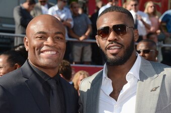 LOS ANGELES, CA - JULY 11:  (L-R) UFC fighters Anderson Silva and Jon Jones arrive at the 2012 ESPY Awards at Nokia Theatre L.A. Live on July 11, 2012 in Los Angeles, California.  (Photo by Frazer Harrison/Getty Images)