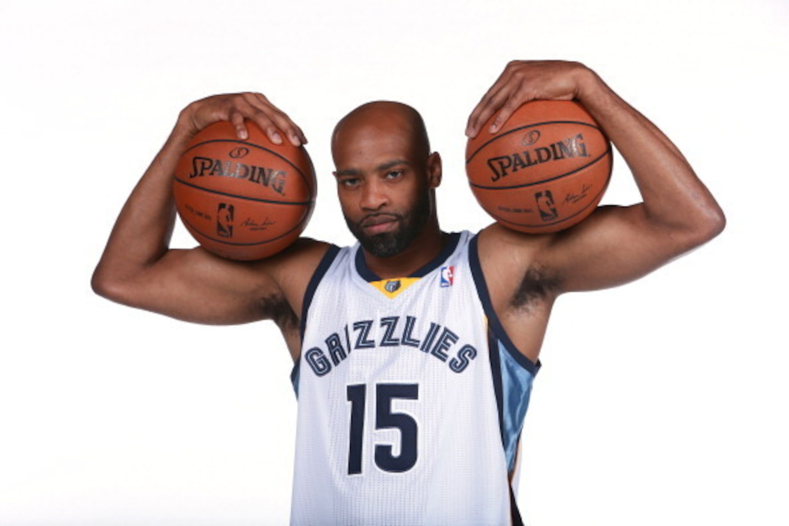 MEMPHIS, TN - JULY 14: Vince Carter of the Memphis Grizzlies poses for a portrait on July 14, 2014 at FedExForum in Memphis, Tennessee. NOTE TO USER: User expressly acknowledges and agrees that, by downloading and or using this photograph, user is consent