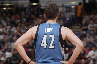 SACRAMENTO, CA - APRIL 13: Kevin Love #42 of the Minnesota Timberwolves in a game against the Sacramento Kings on April13, 2014 at Sleep Train Arena in Sacramento, California. NOTE TO USER: User expressly acknowledges and agrees that, by downloading and o