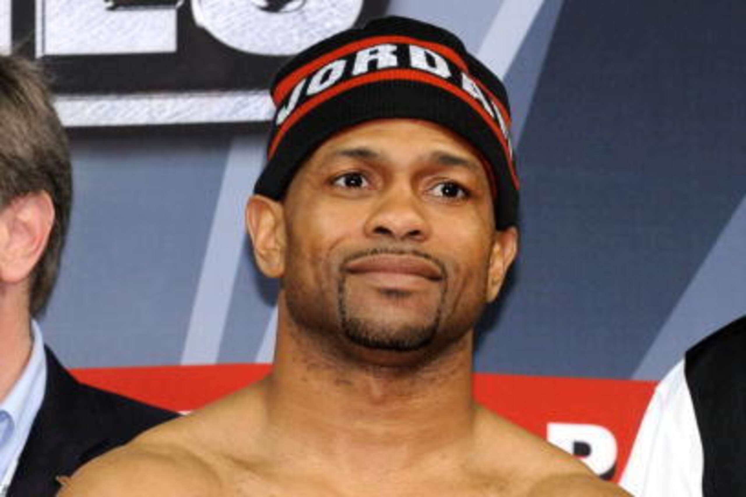 LAS VEGAS - APRIL 02:  Boxer Roy Jones Jr. waits to step on the scale during the official weigh-in for his bout against Bernard Hopkins at the Mandalay Bay Events Center April 2, 2010 in Las Vegas, Nevada. The two will meet in a light heavyweight bout on 
