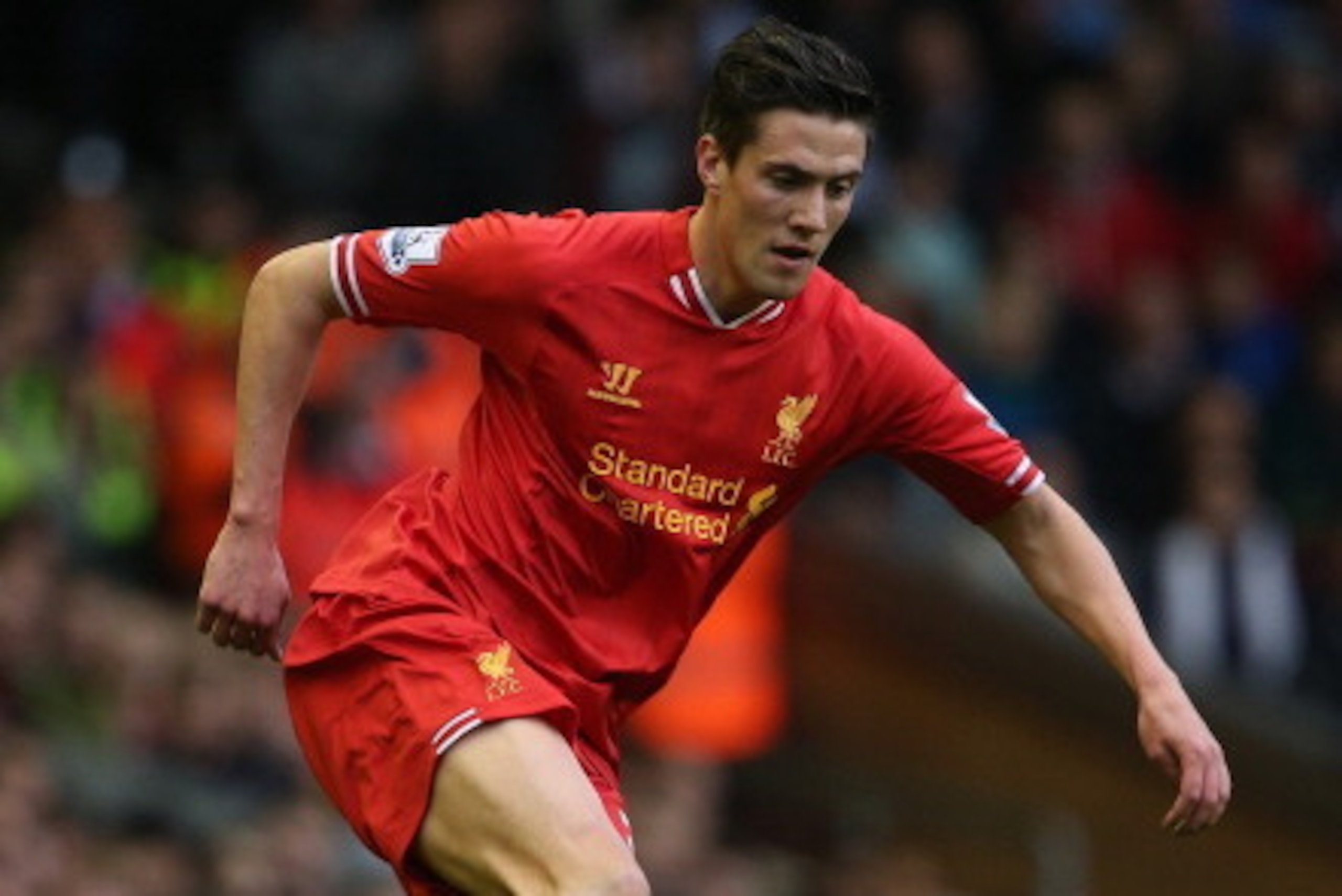 LIVERPOOL, ENGLAND - OCTOBER 26: Martin Kelly of Liverpool in action during the Barclays Premier League match between Liverpool and West Bromwich Albion at Anfield on October 26, 2013 in Liverpool, England. (Photo by Clive Brunskill/Getty Images) LIVERPOOL, ENGLAND - OCTOBER 26: Martin Kelly of Liverpool in action during the Barclays Premier League match between Liverpool and West Bromwich Albion at Anfield on October 26, 2013 in Liverpool, England. (Photo by Clive Brunskill/Getty Images)