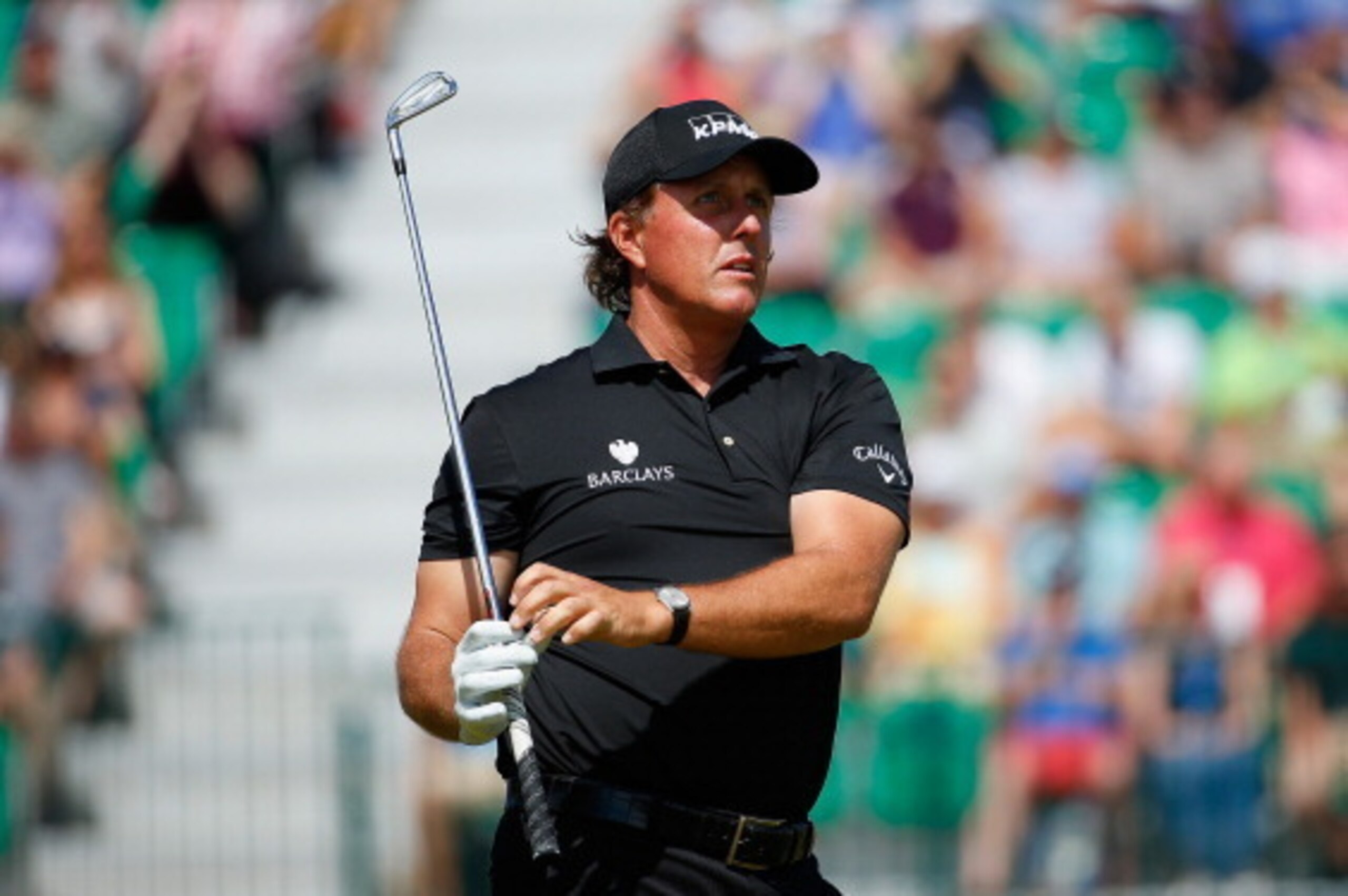 HOYLAKE, ENGLAND - JULY 20:  Phil Mickelson of the United States watches his tee shot on the fourth hole during the final round of The 143rd Open Championship at Royal Liverpool on July 20, 2014 in Hoylake, England.  (Photo by Tom Pennington/Getty Images)