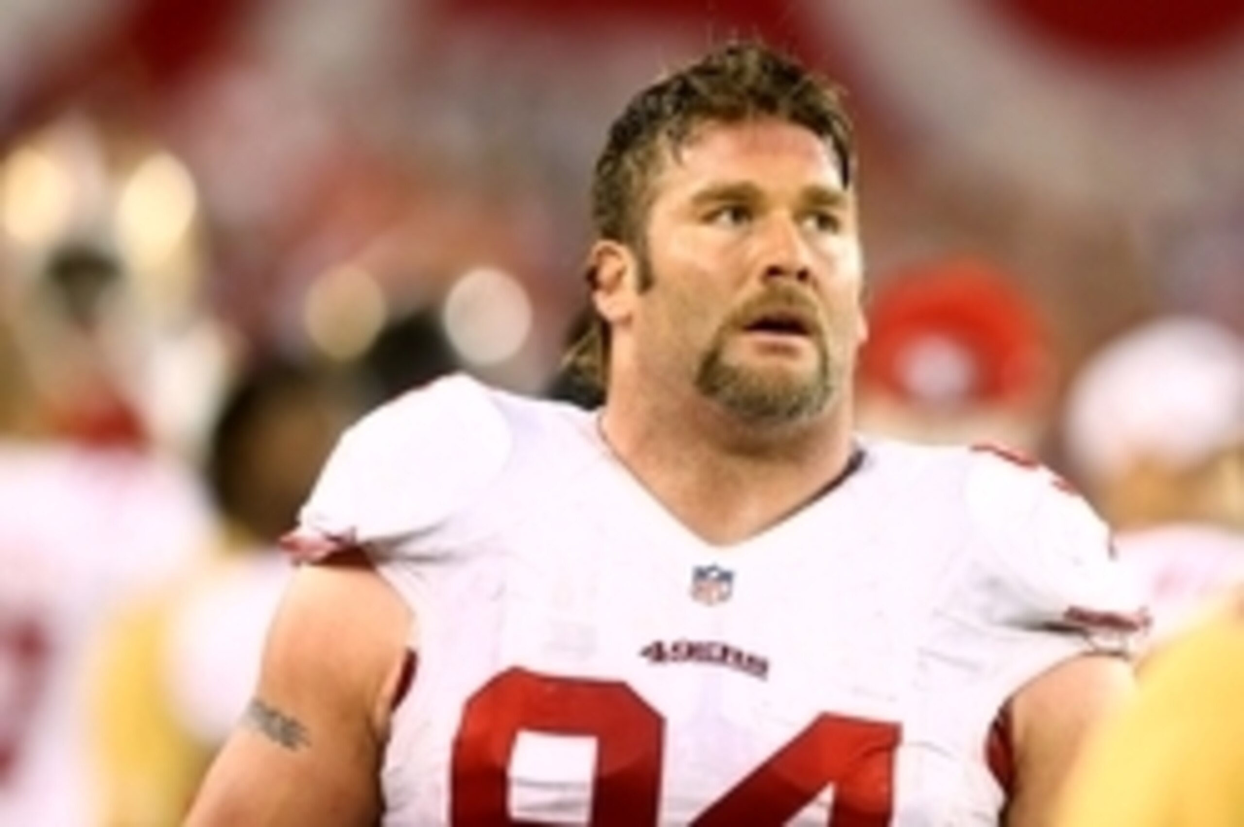 Dec 29, 2013; Phoenix, AZ, USA; San Francisco 49ers defensive tackle Justin Smith (94) against the Arizona Cardinals at University of Phoenix Stadium. Mandatory Credit: Mark J. Rebilas-USA TODAY Sports