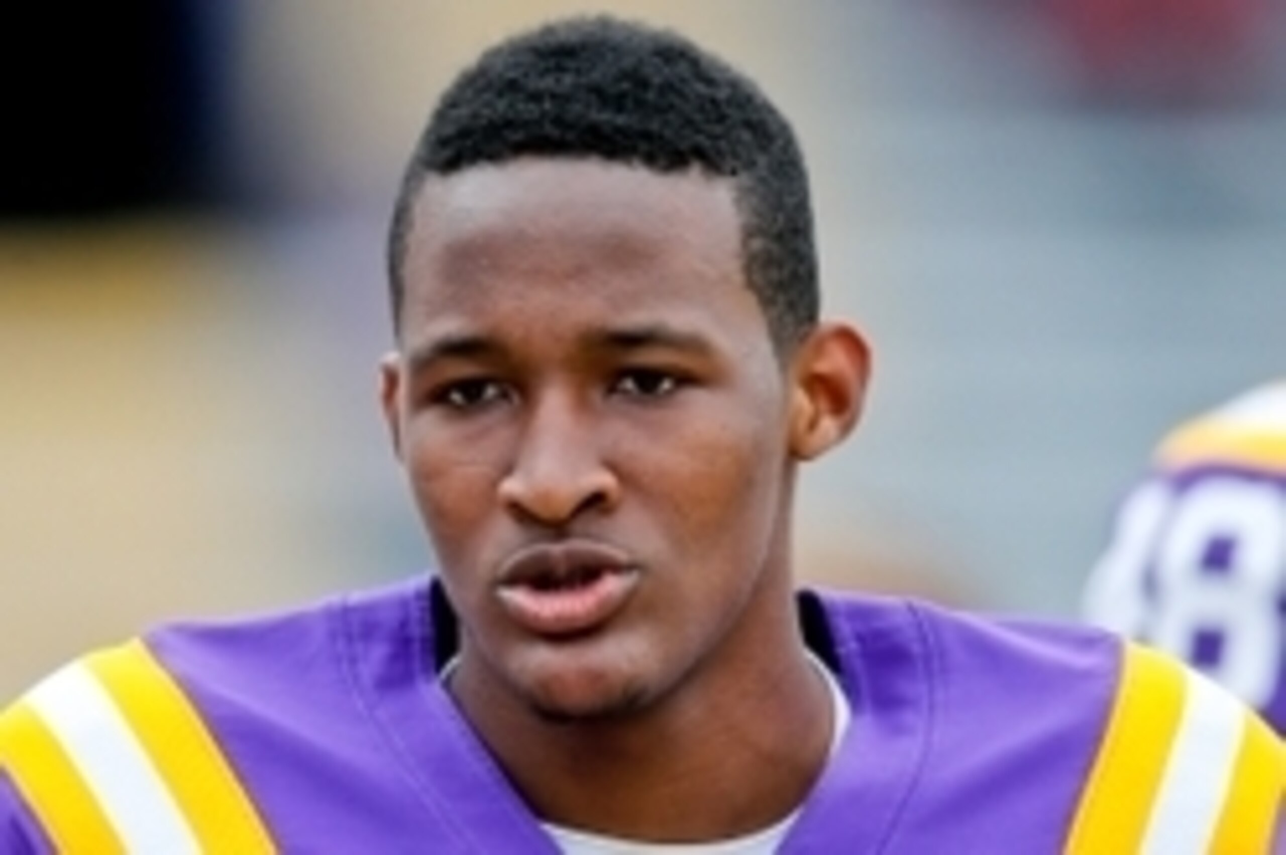 Apr 5, 2014; Baton Rouge, LA, USA; LSU Tigers quarterback Brandon Harris (6) following a touchdown during the 2014 spring game at Tiger Stadium. Mandatory Credit: Derick E. Hingle-USA TODAY Sports