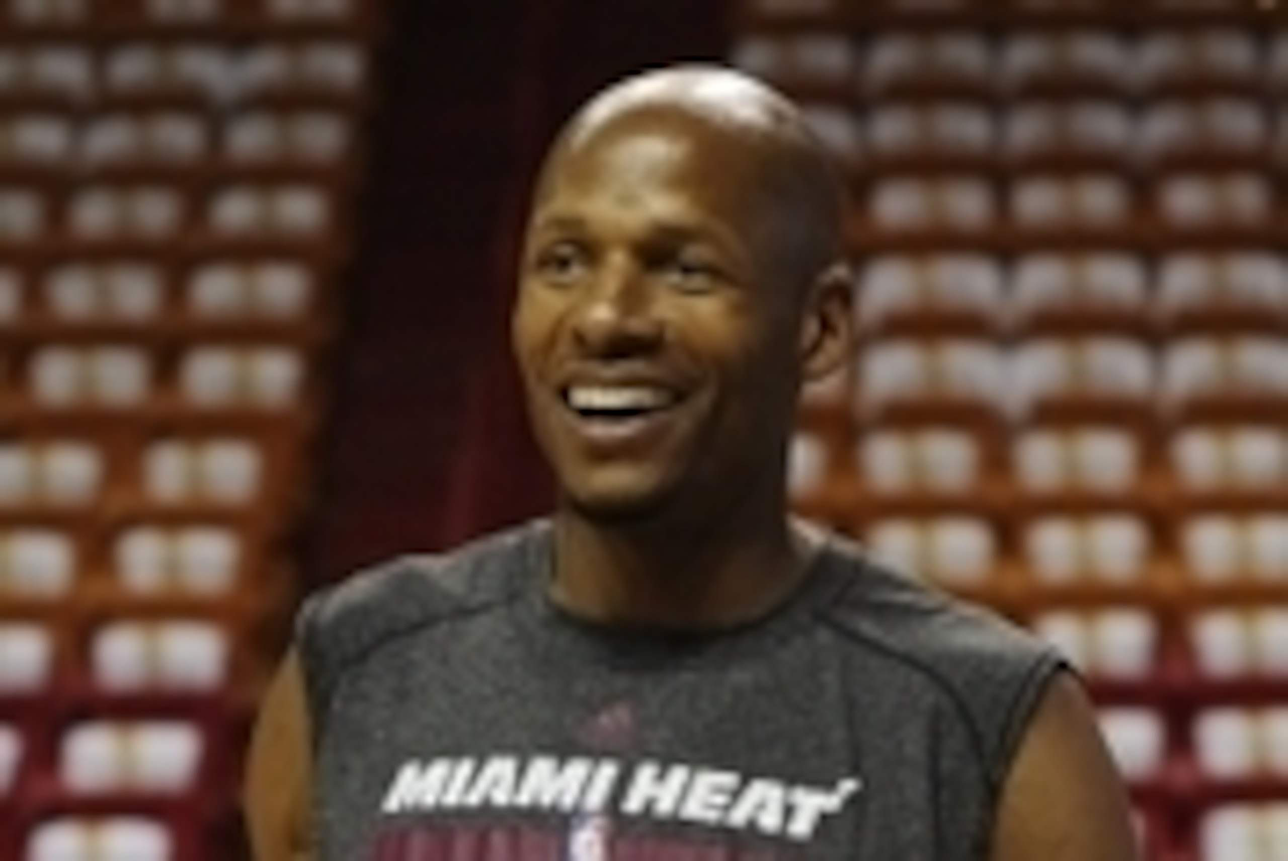 Jun 12, 2014; Miami, FL, USA; Miami Heat guard Ray Allen (34) warms up prior to game four of the 2014 NBA Finals against the San Antonio Spurs at American Airlines Arena. Mandatory Credit: Shanna Lockwood-USA TODAY Sports